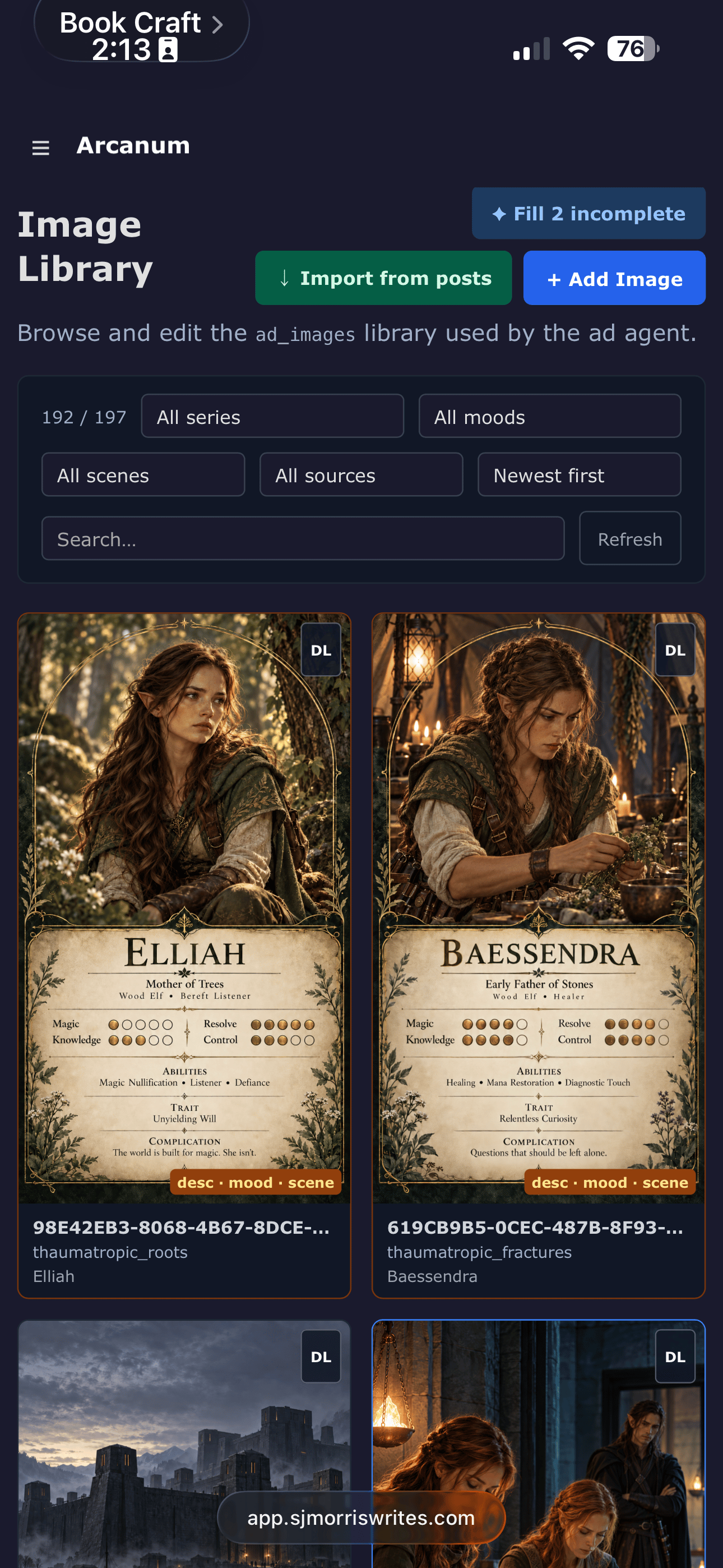 playing-card type images for characters from the Fractured Arcana