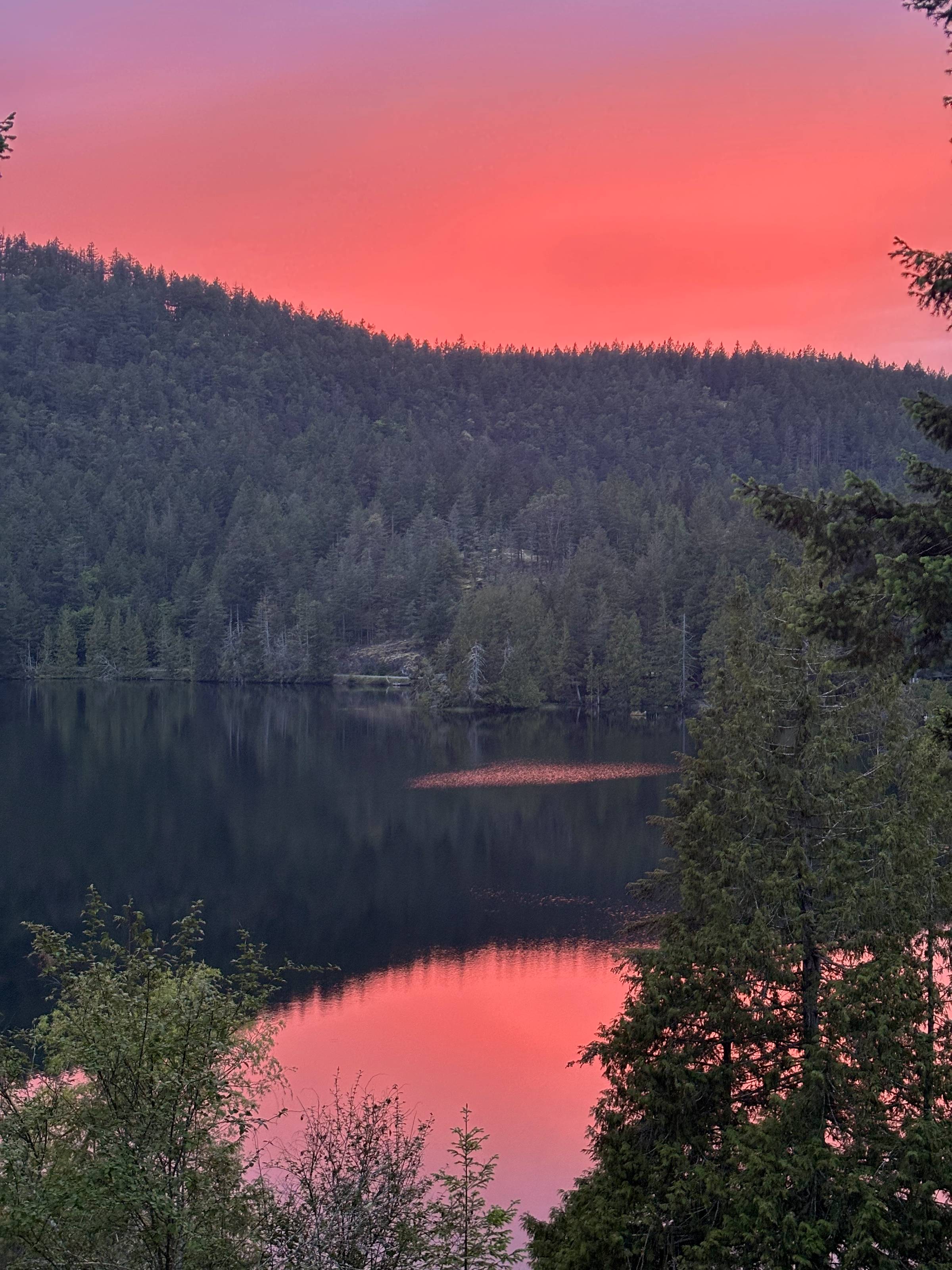 Hotel lake at sunset