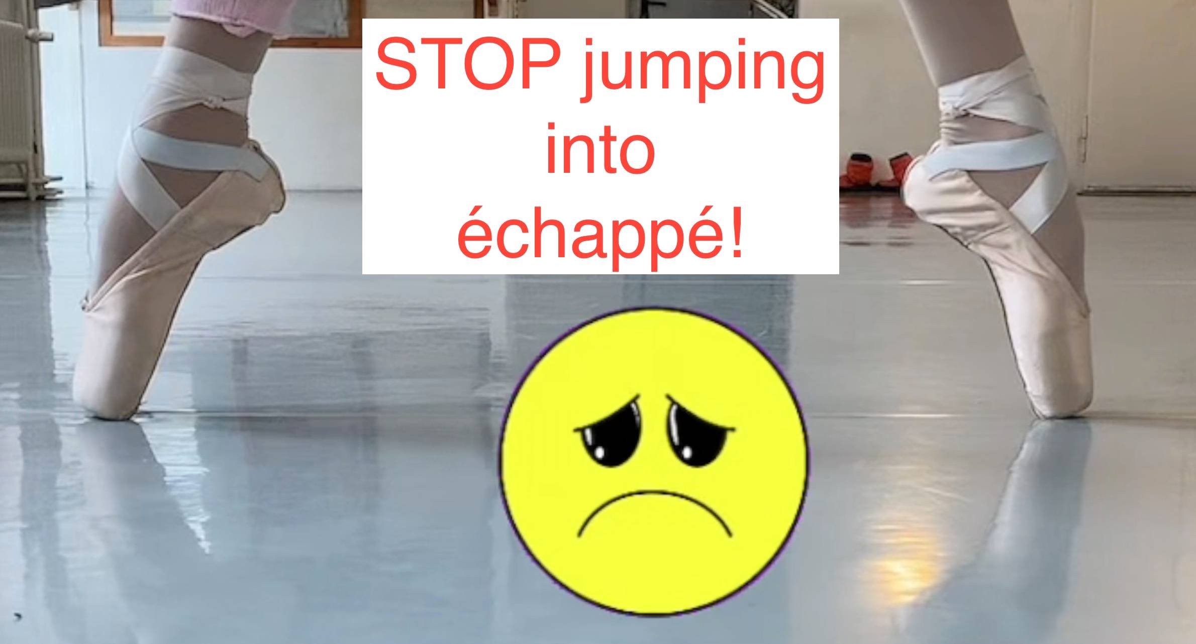 sad emoji, pointeshoes in the background, dance studio