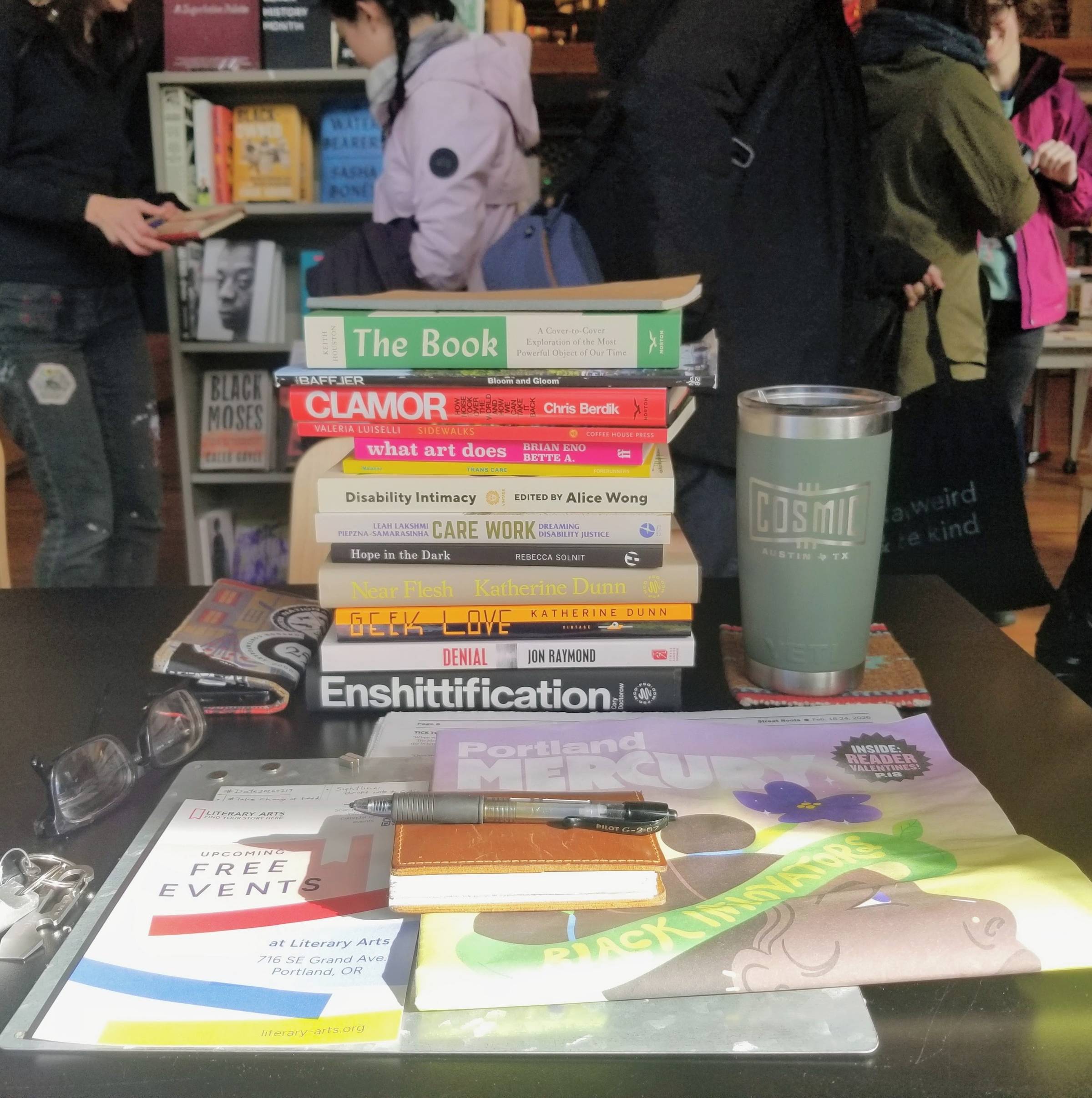 at Literary Arts café, Portland