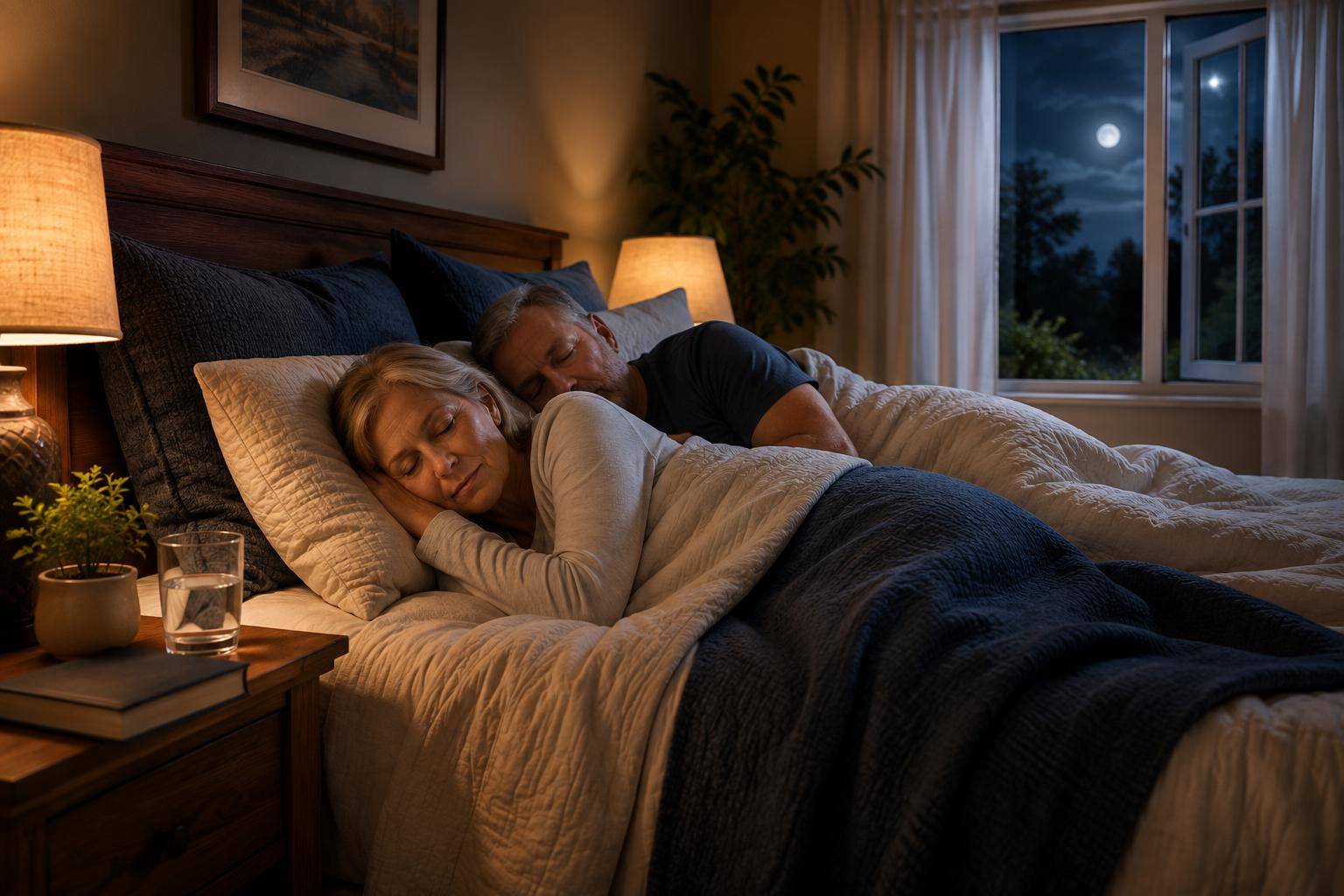 Mature couple sleeping peacefully