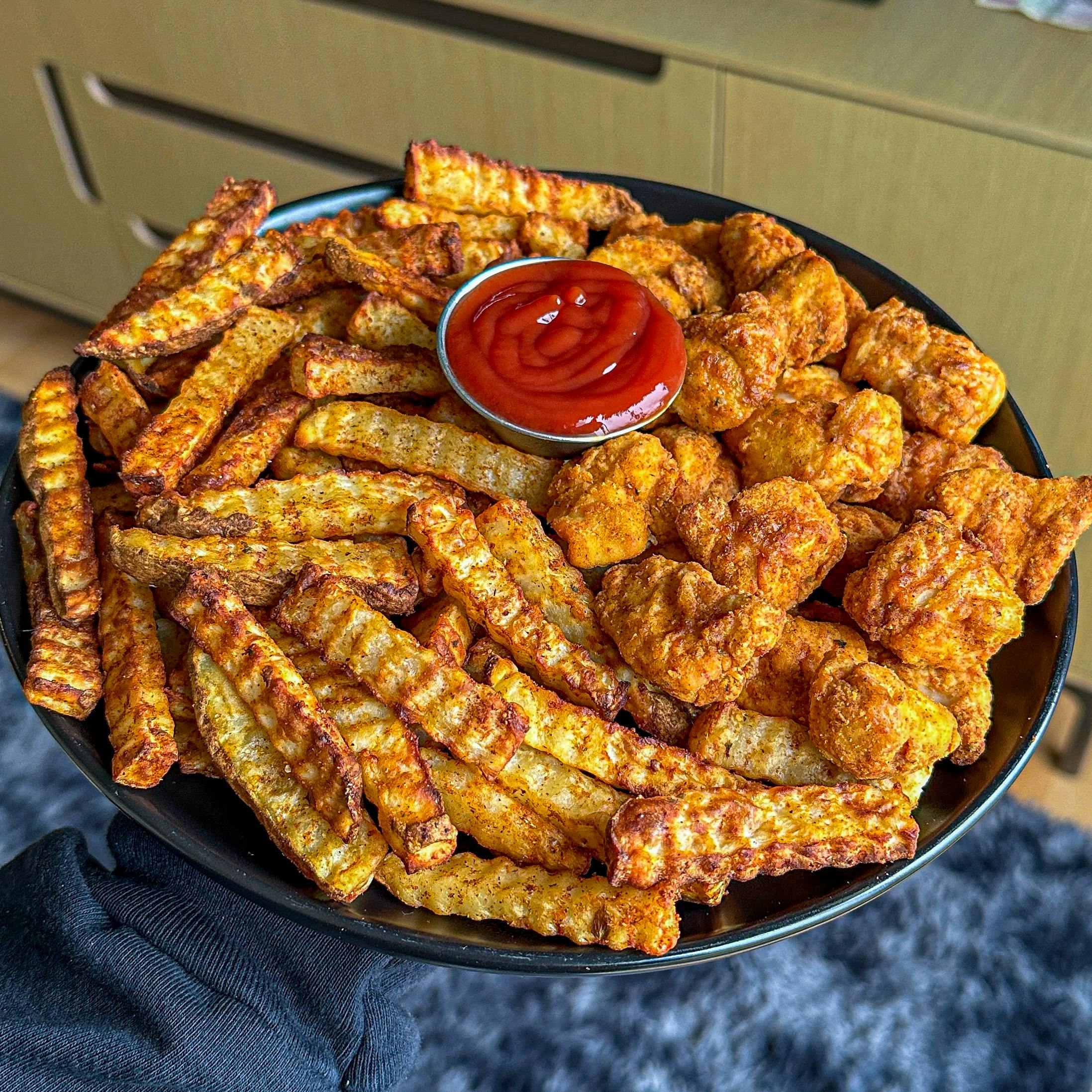 popcorn chicken and fries