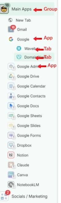 Wavebox webdock of group example