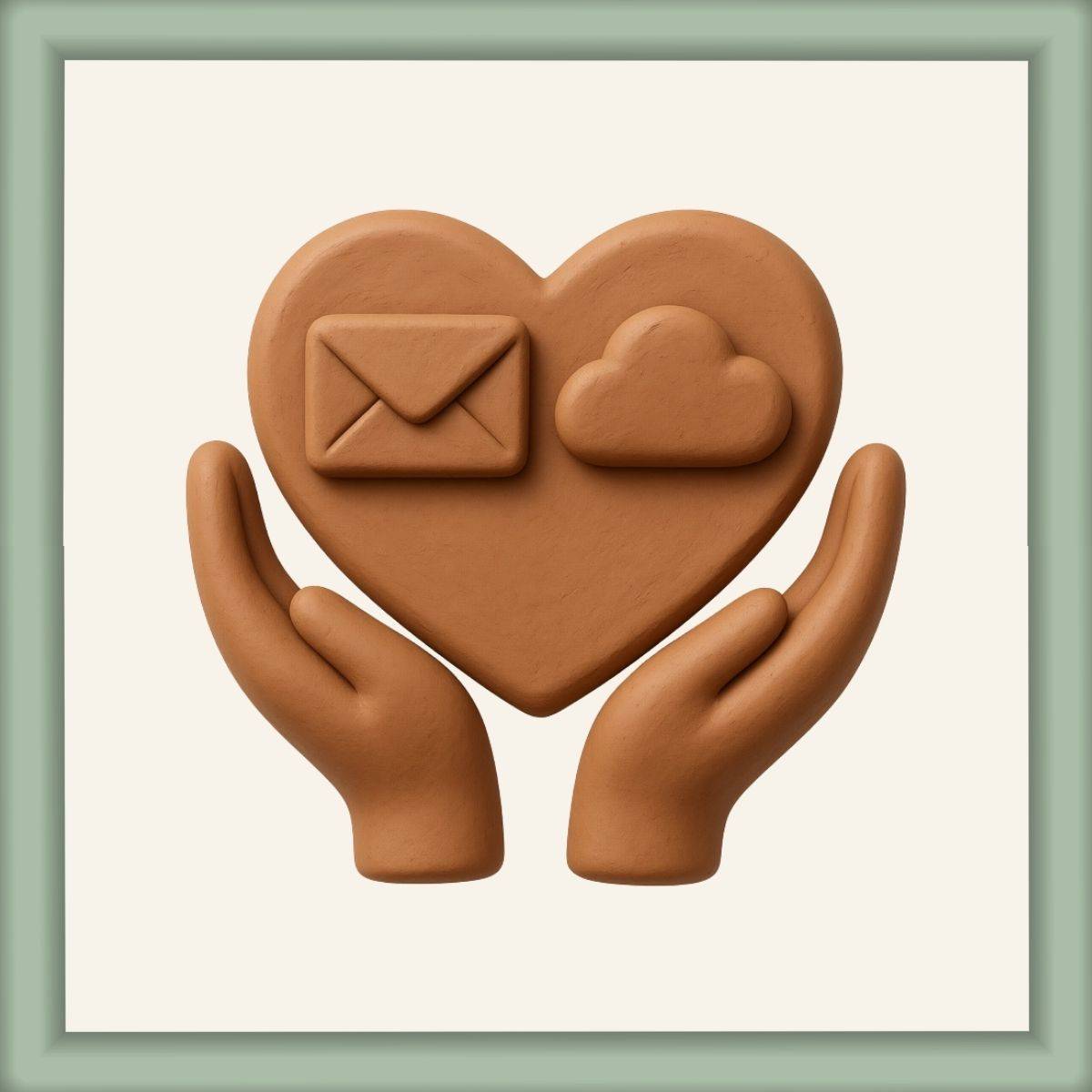 Hands holding heart email and cloud