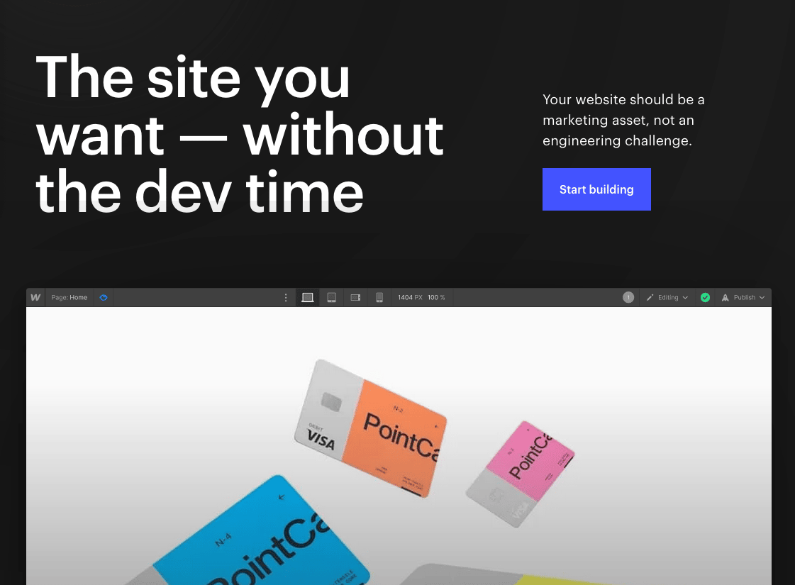 Webflow allows teams to collaborate and scale websites - no code!