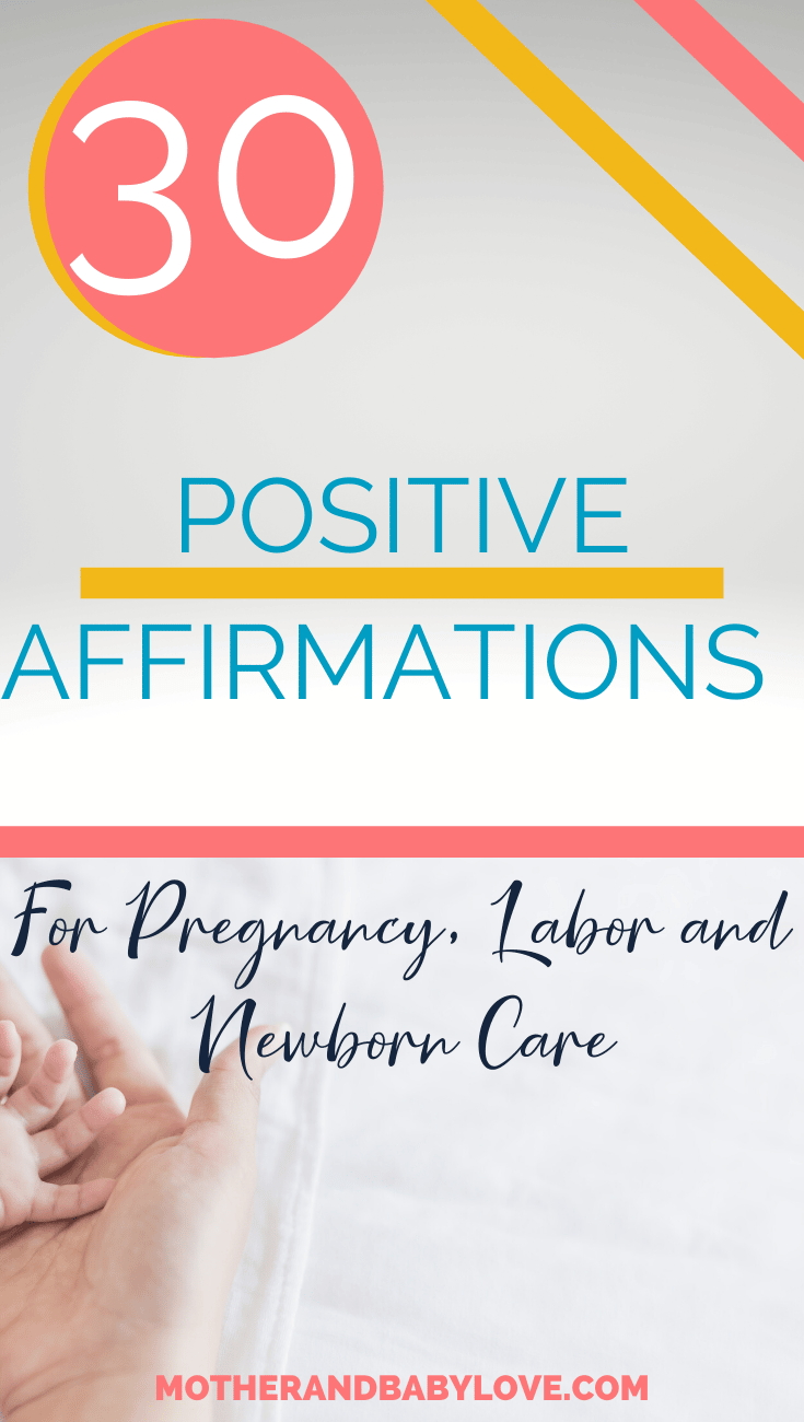 Positive affirmations for pregnancy, labor and newborn care image in 29 postpartum recovery tips by moms who get it post