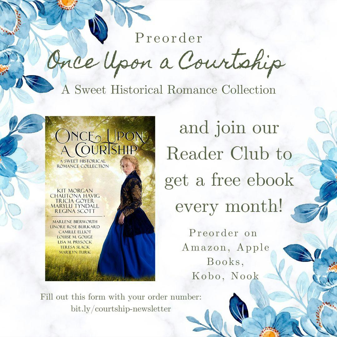 Preorder Once Upon a Courtship: A Sweet Historical Romance Collection and join our Reader Club to get a free book every month! Preorder on Amazon, Apple Books, Kobo, Nook. Fill out this form with your order number: bit.ly/courtship-newsletter
