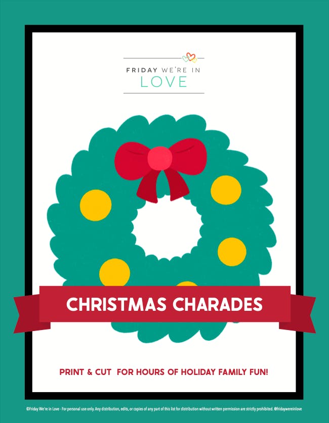 Christmas Charades game for families. 