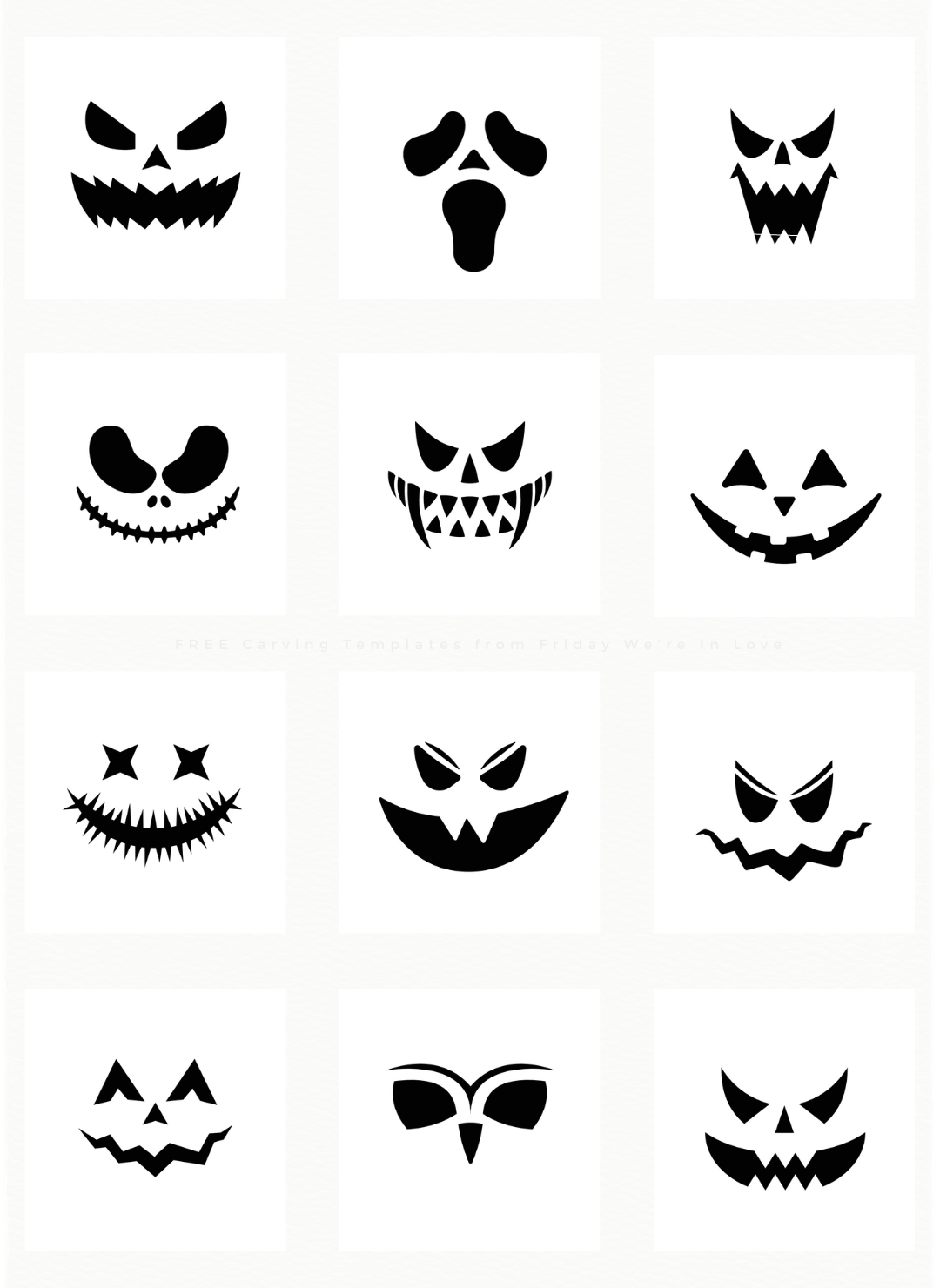 Scary pumpkin face stencils free printable download. 