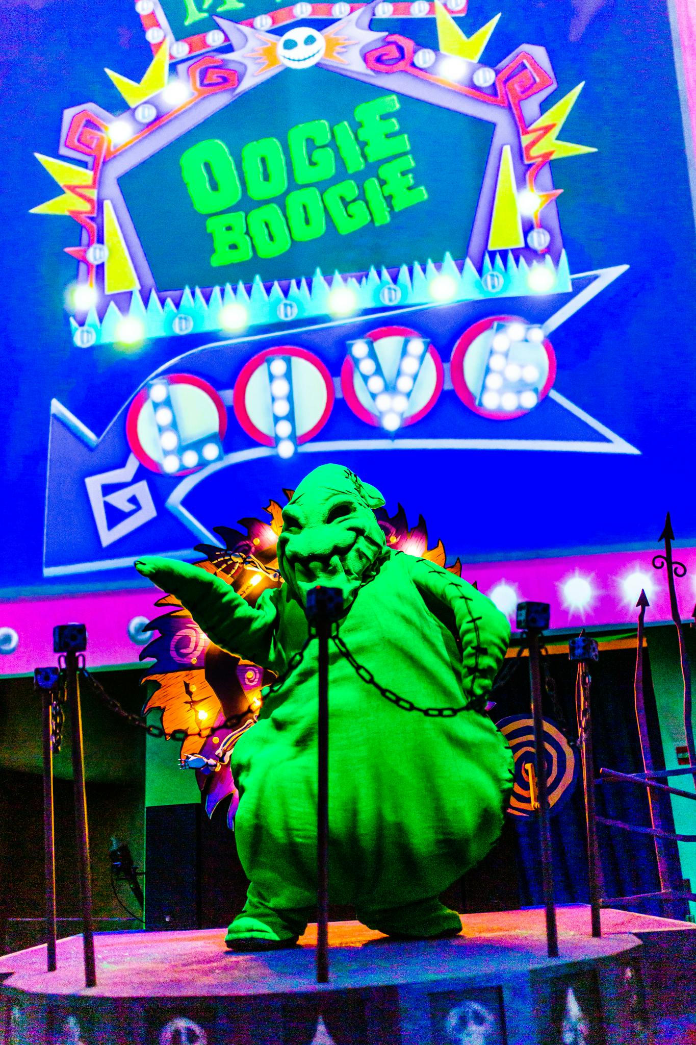 Oogie Boogie welcoming guests to the Oogie Boogie Bash at the Disneyland Resort. 