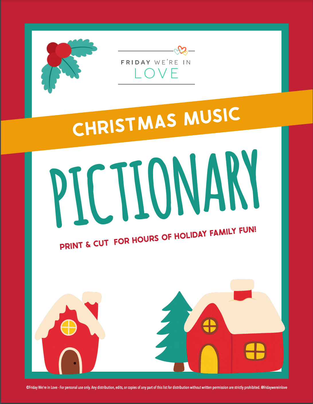 Christmas Pictionary Printable Game - Free 100 Word List - Growing Play