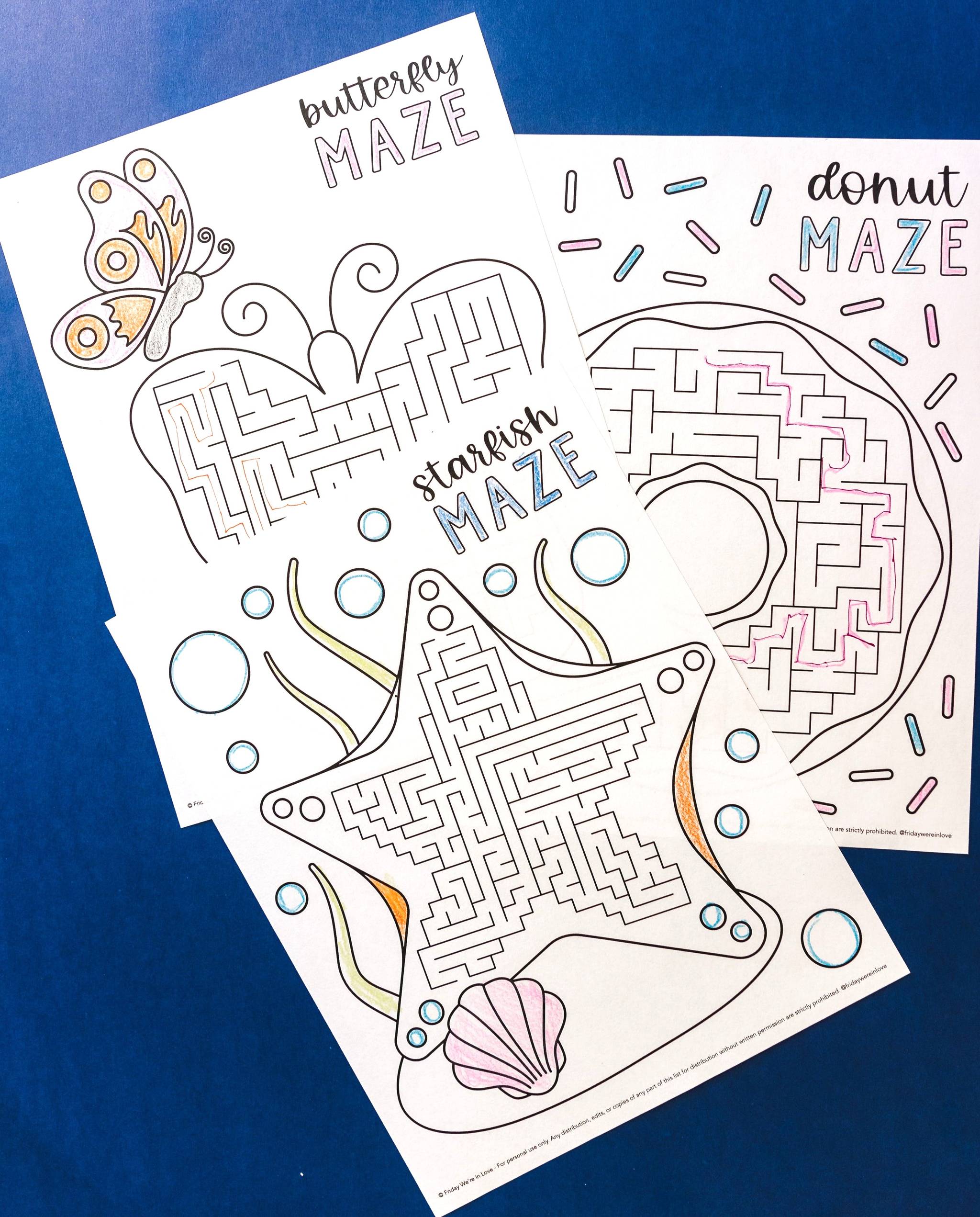 Three free printable mazes for kids. 