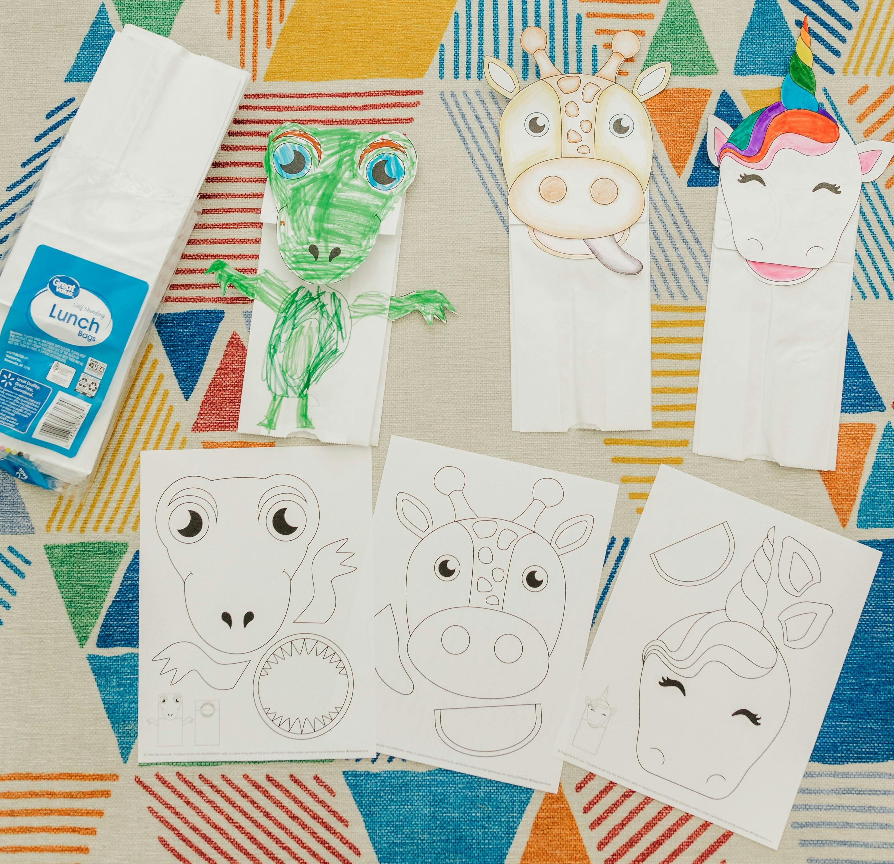 Paper Bag puppets free printable. 