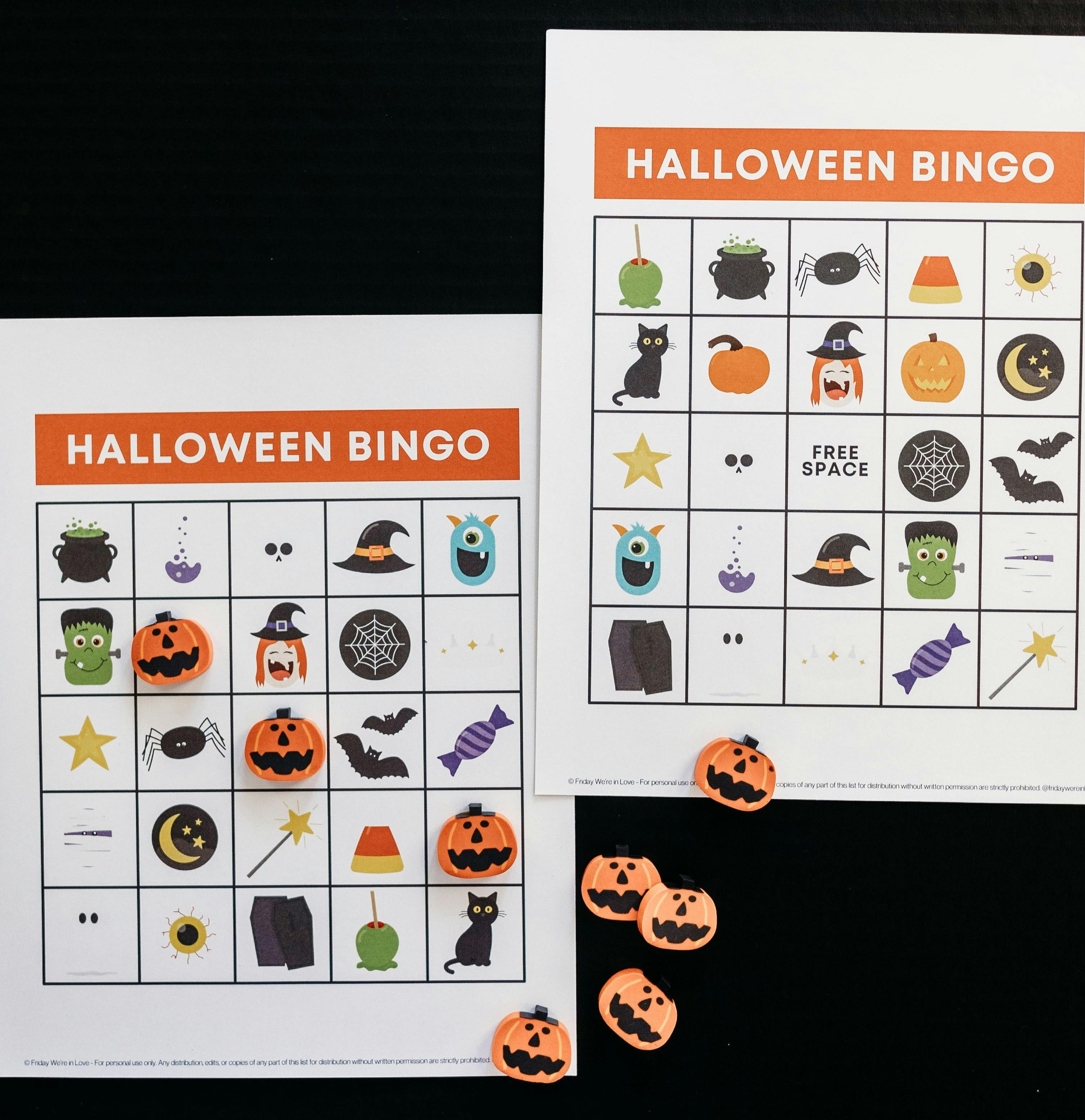 Halloween Bingo cards for kids free printable. 