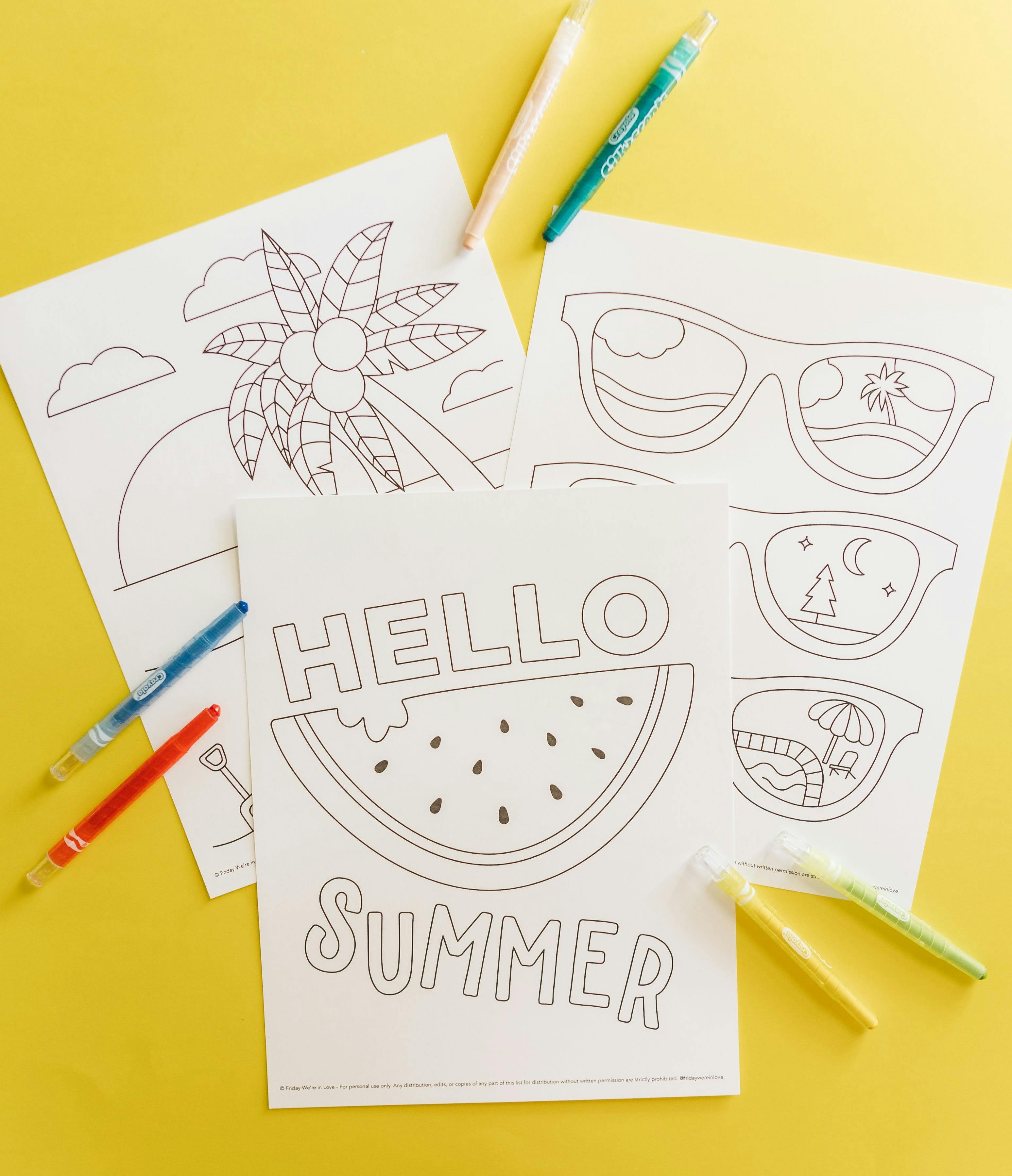 Summer coloring pages for kids free printables. 