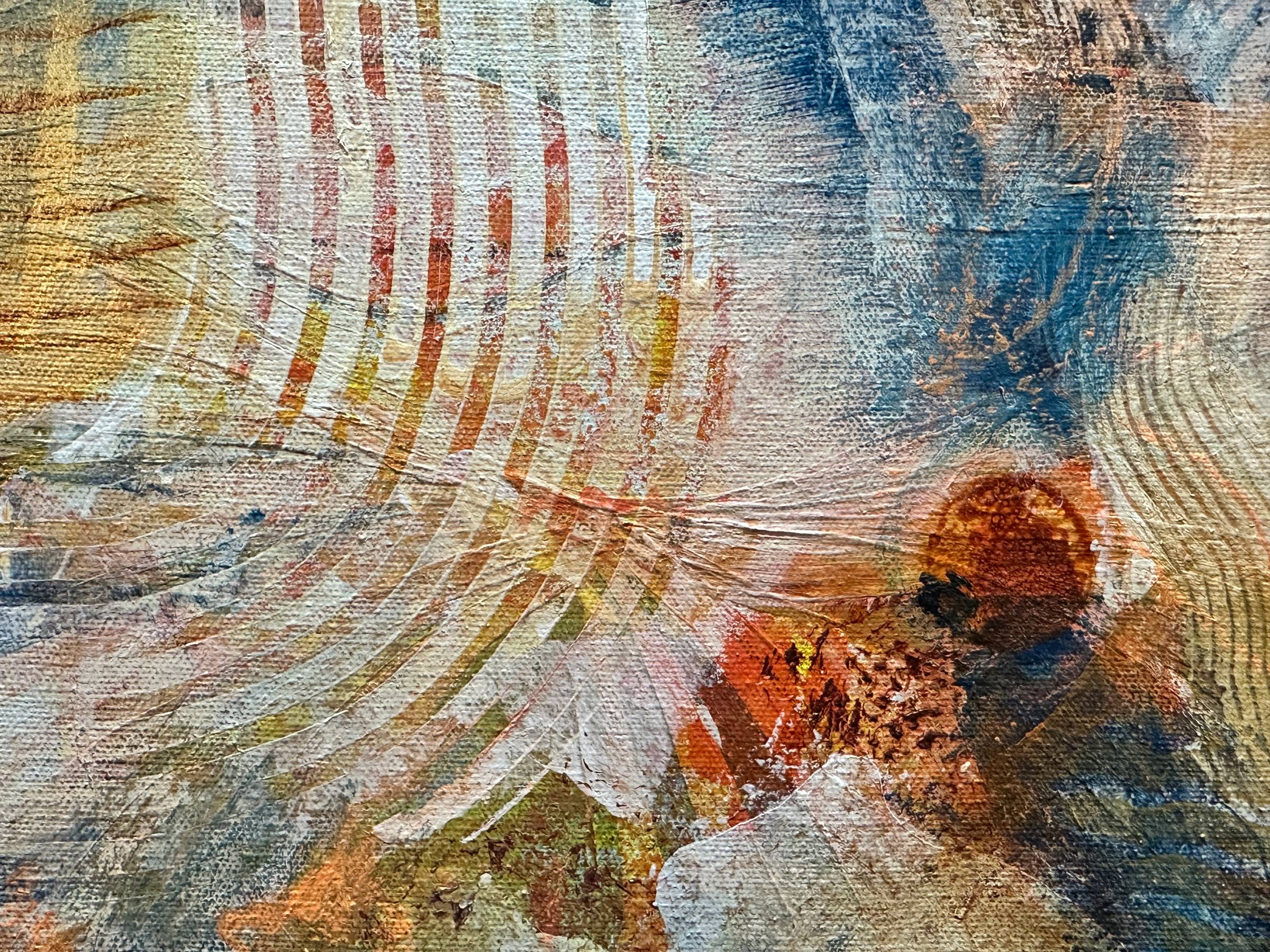 close-up detail of the beginning stages of a work in progress