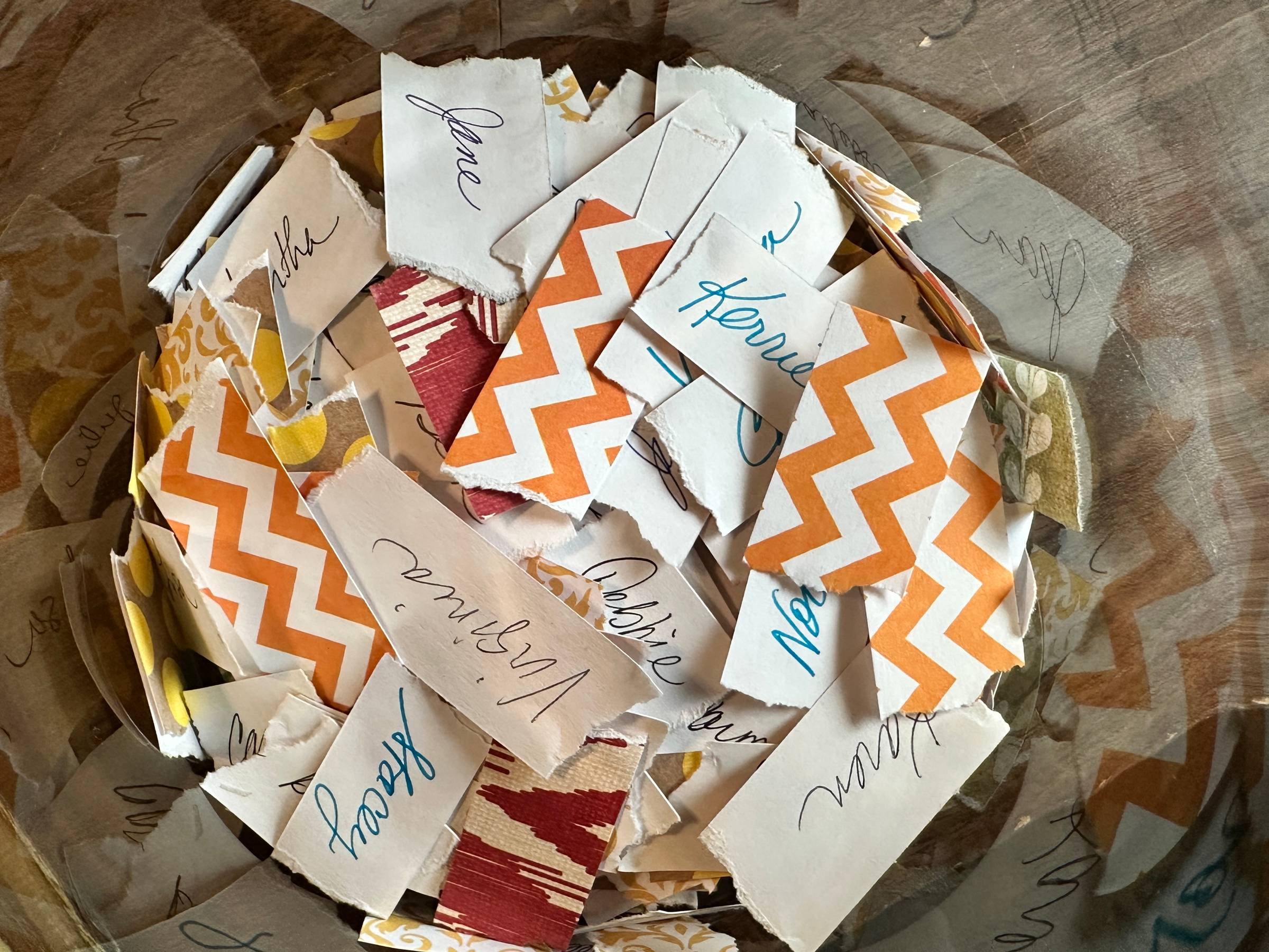 jar on my desk filled with the names of my readers