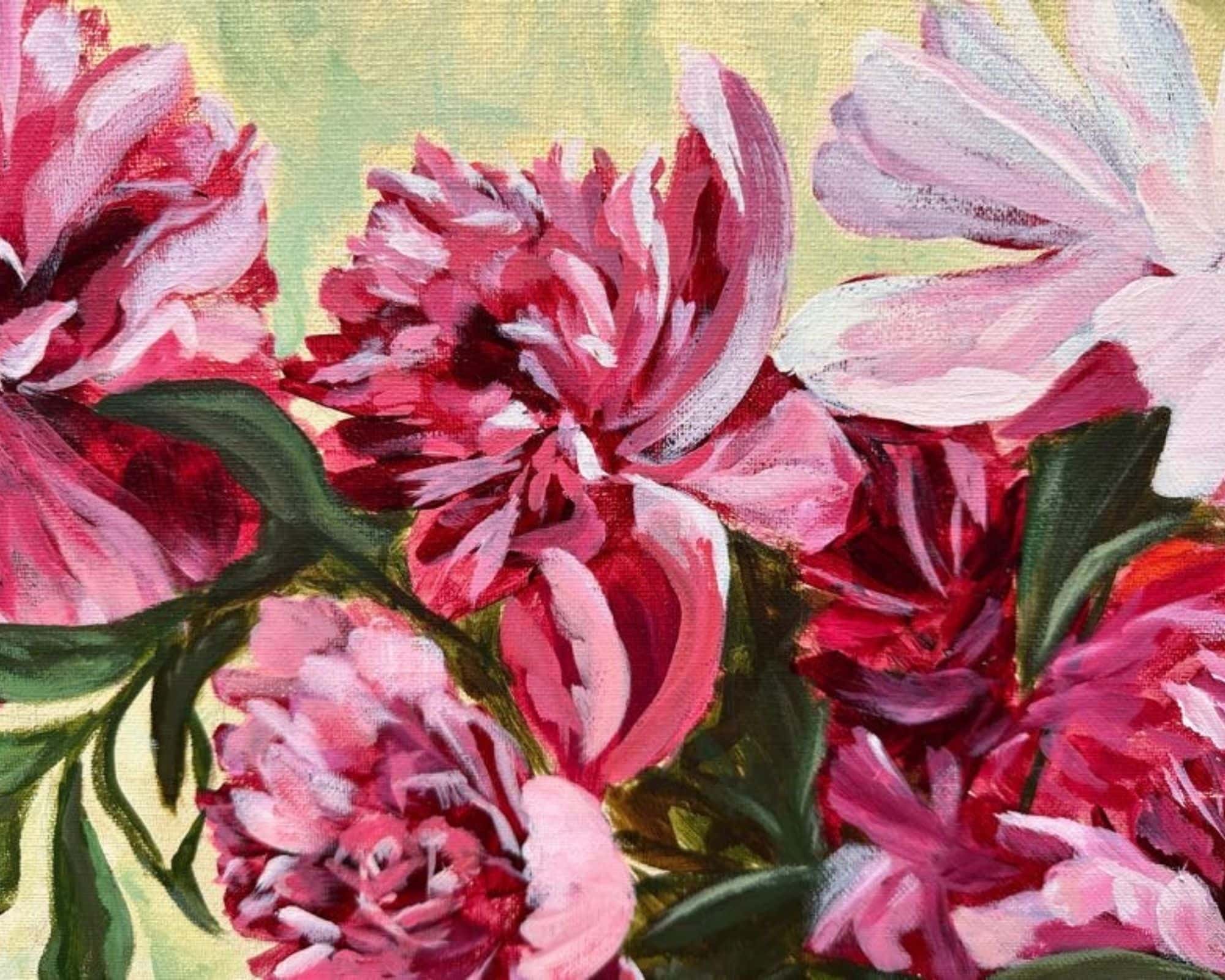 close-up of "luminous peonies"