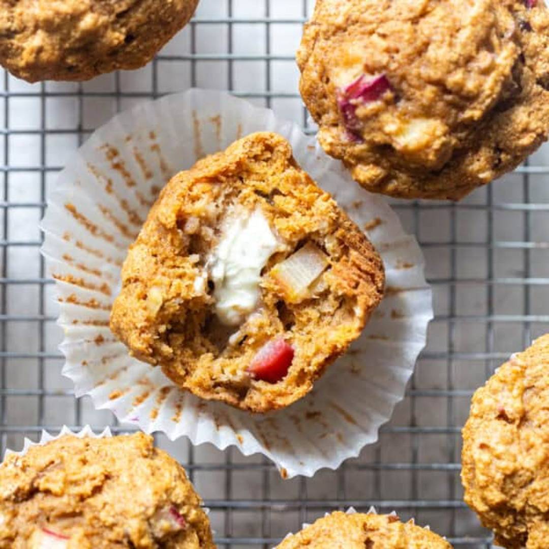 Healthy Apple Rhubarb Muffin