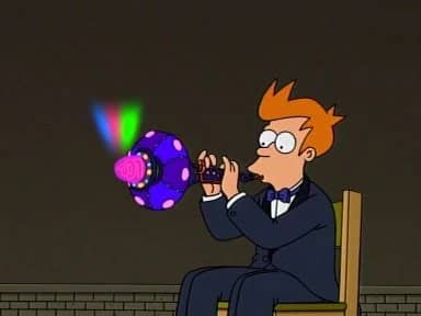 Philip J. Fry of Futurama, playing a holophonor