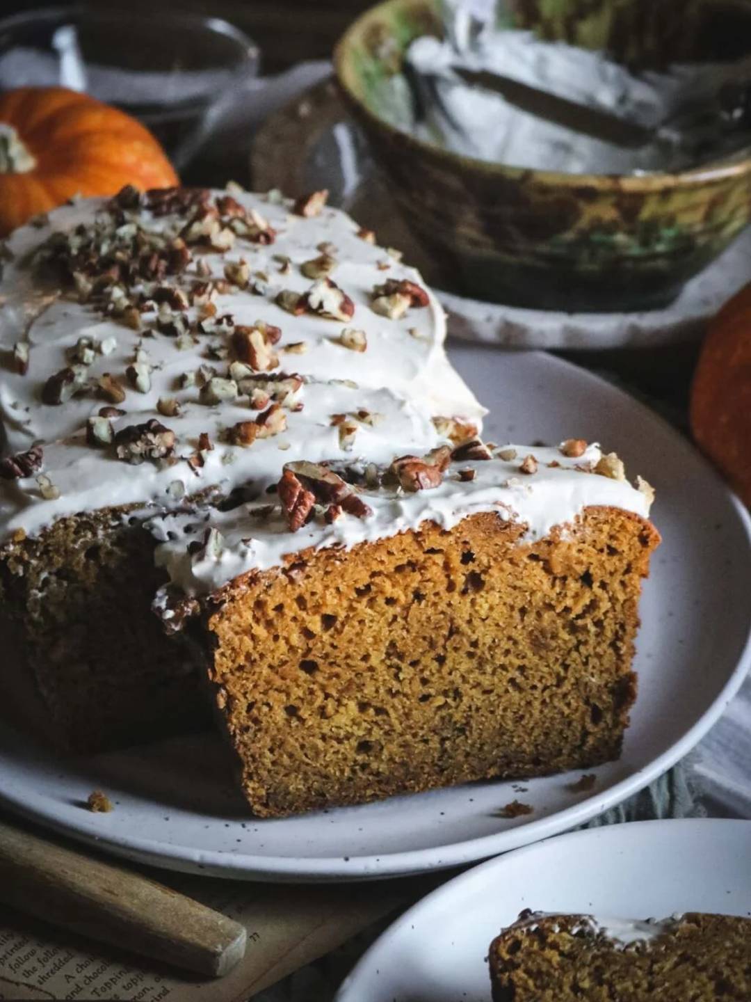 pumpkin bread with cream cheese frosting