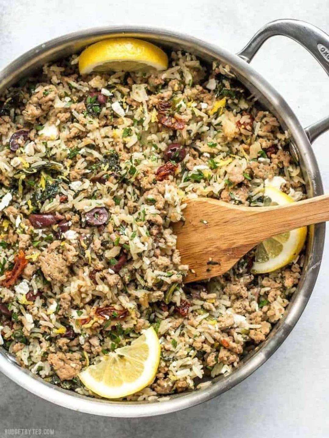 greek turkey rice skillet