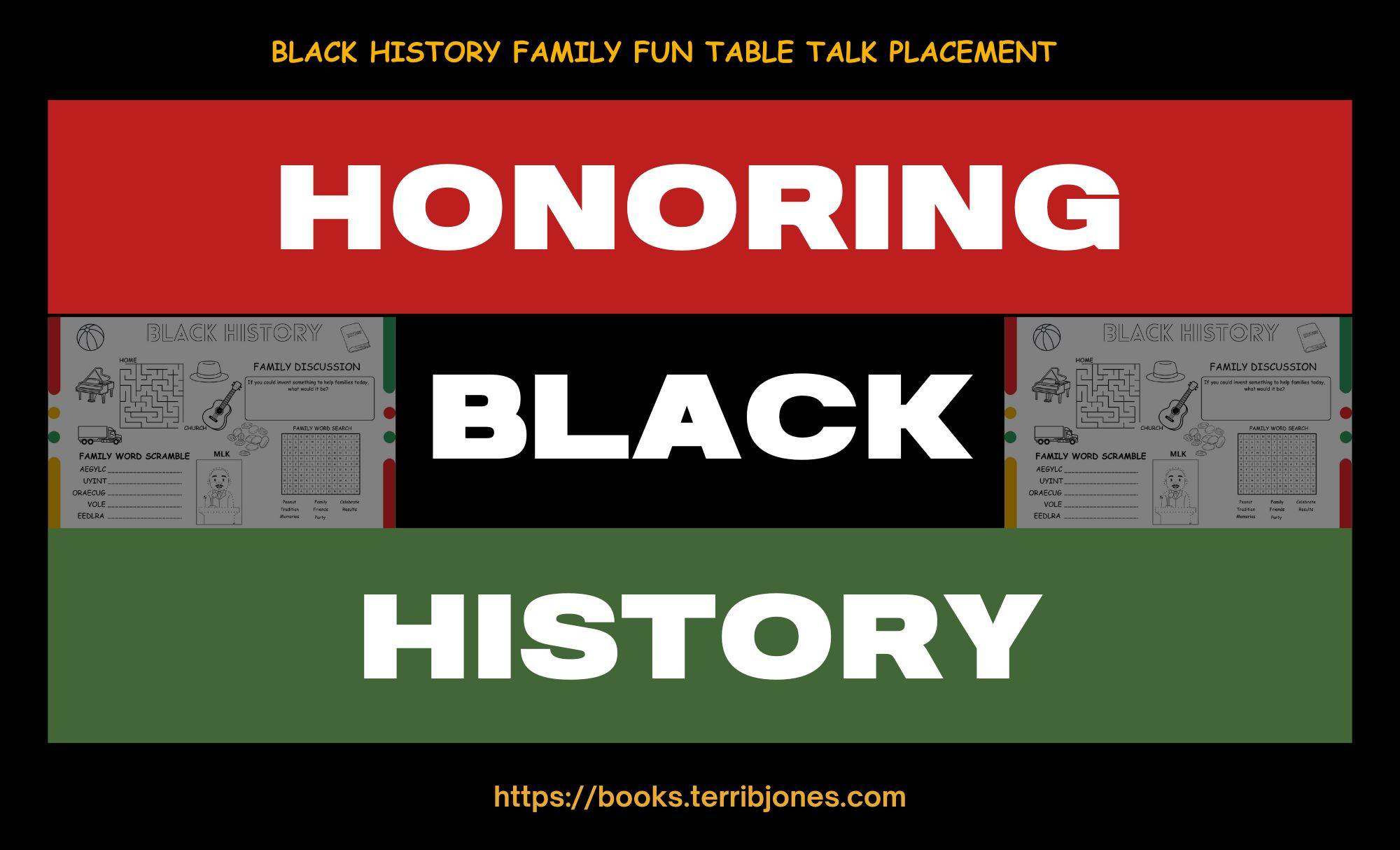 Black History Family Fun Table Talk Placemat