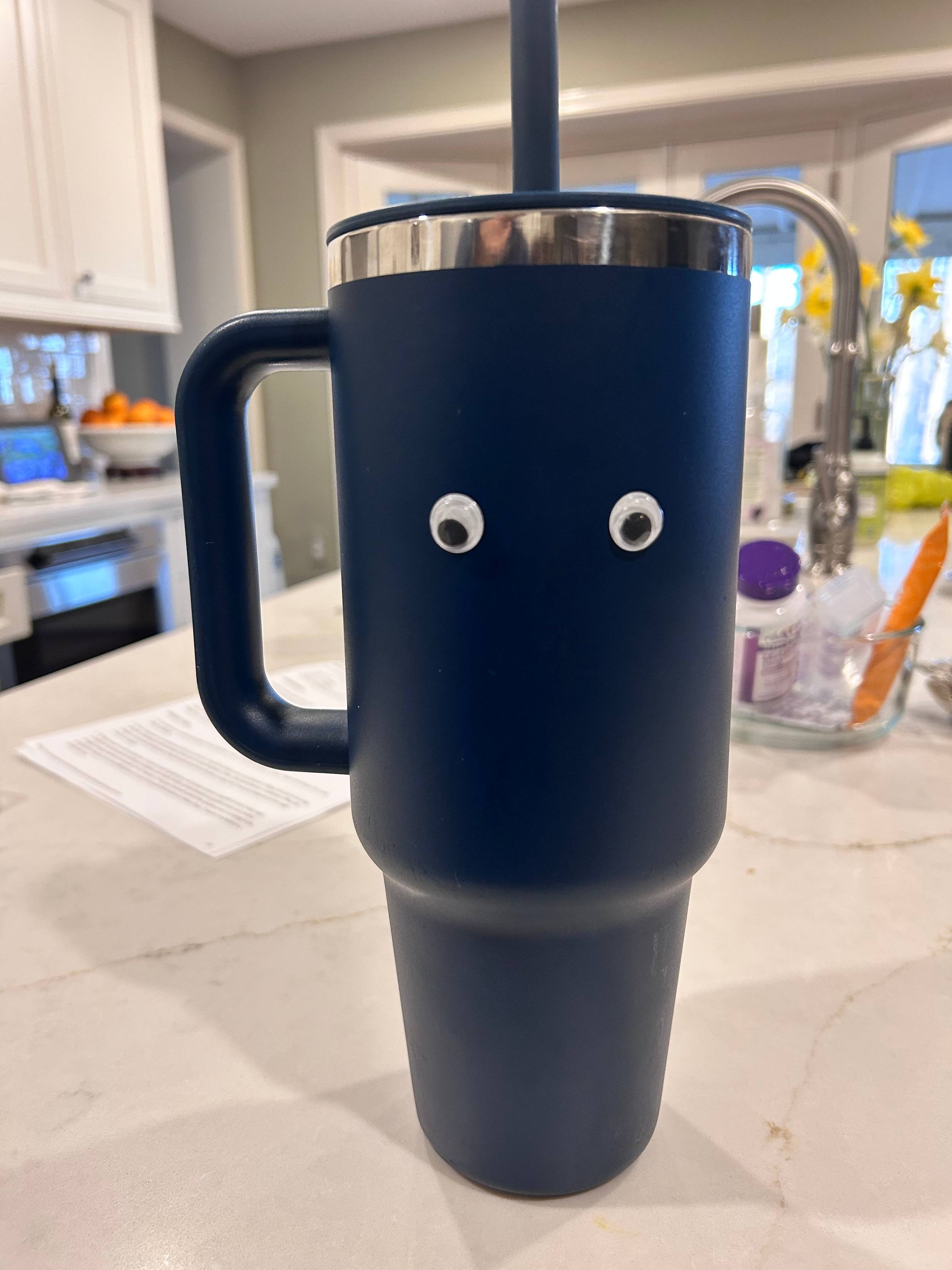 googly eyes on a stanley cup