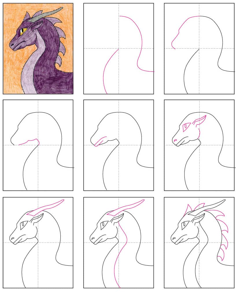 Draw A Dragon Head Art Projects For Kids