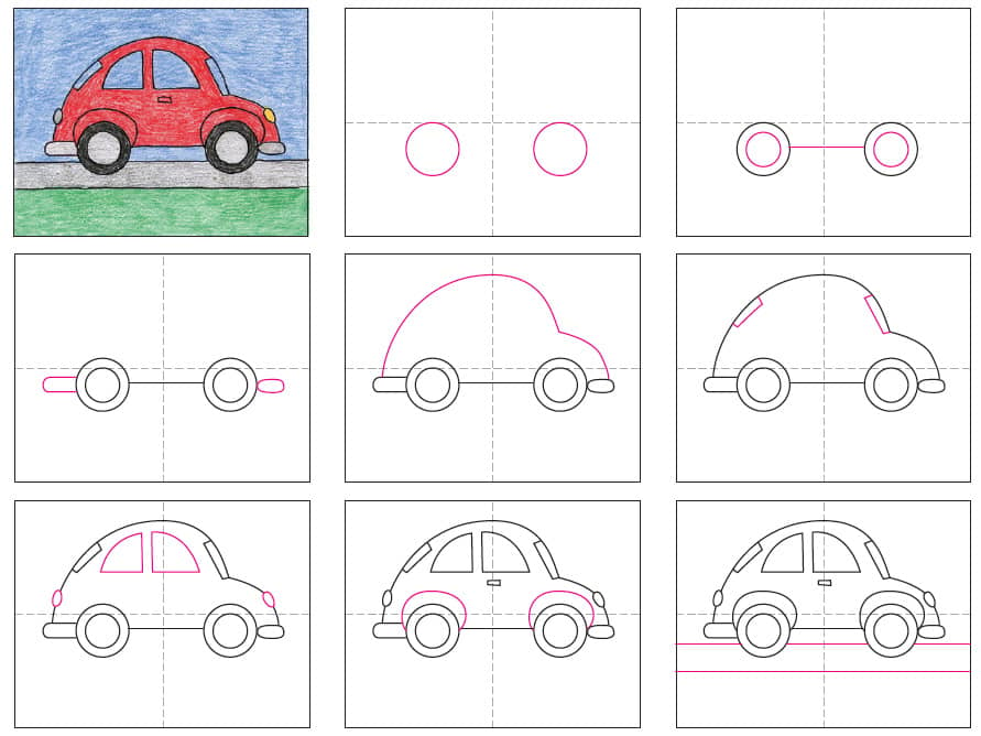 Draw A Cute And Easy Car Art Projects For Kids