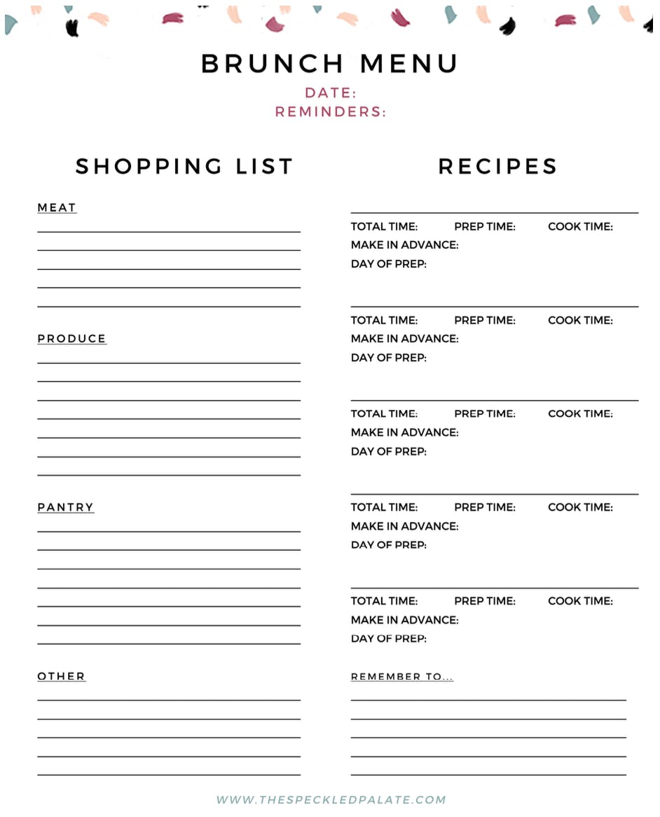 shopping list template 