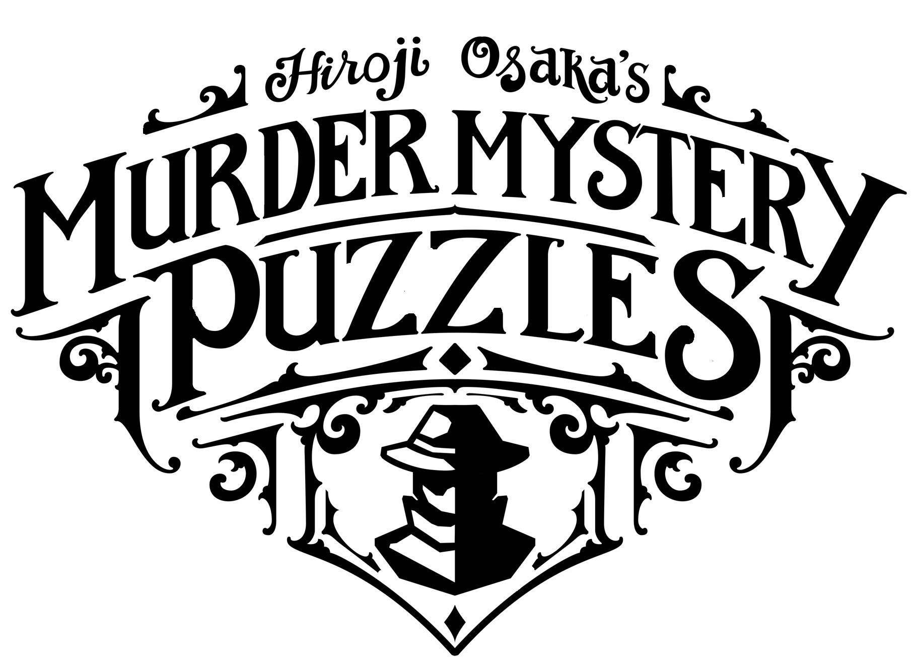 murder mystery puzzles logo,  victorian style black fontt