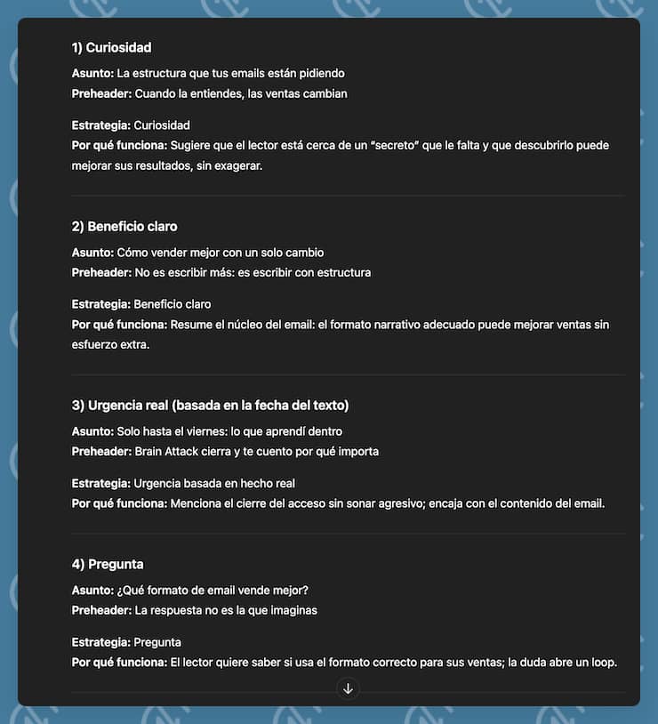 listado de asuntos