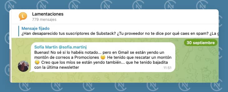 mensaje del telegram