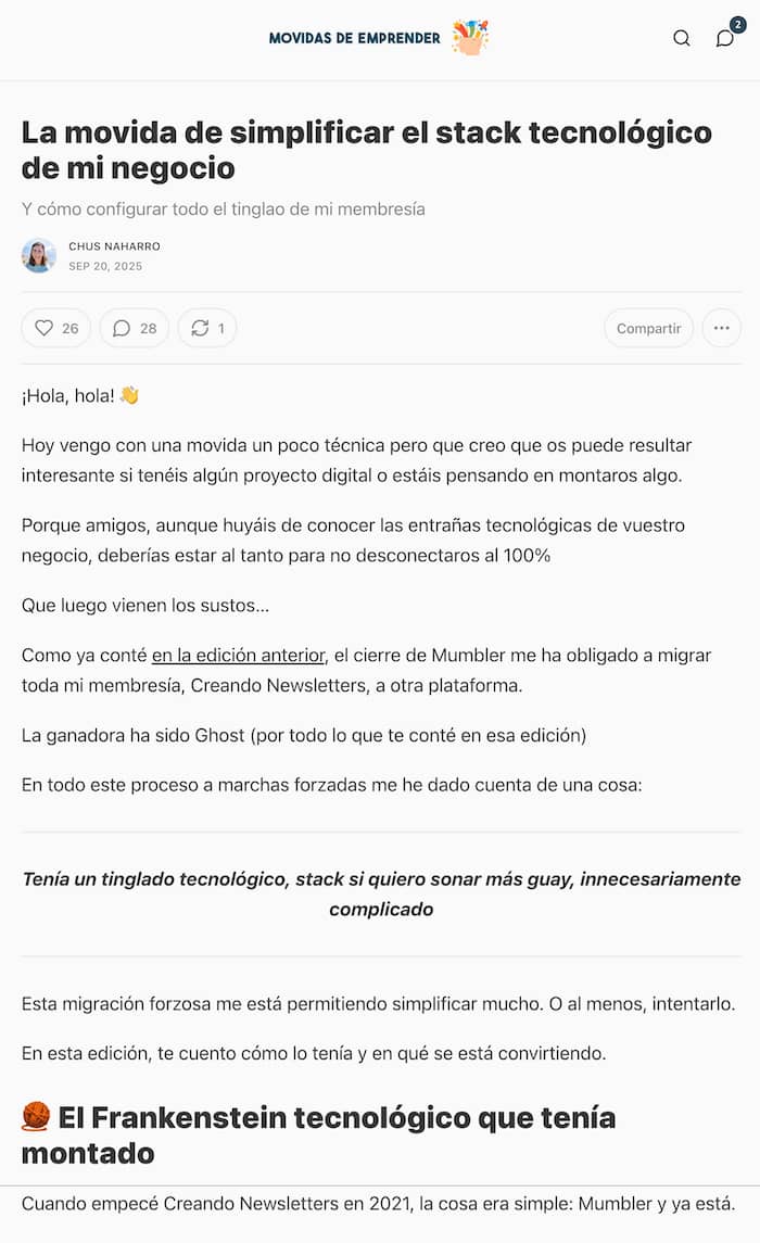 publicacion en Substack