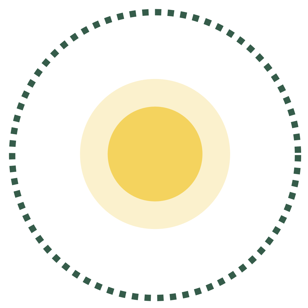 Yellow concentric circles with green dotted line border