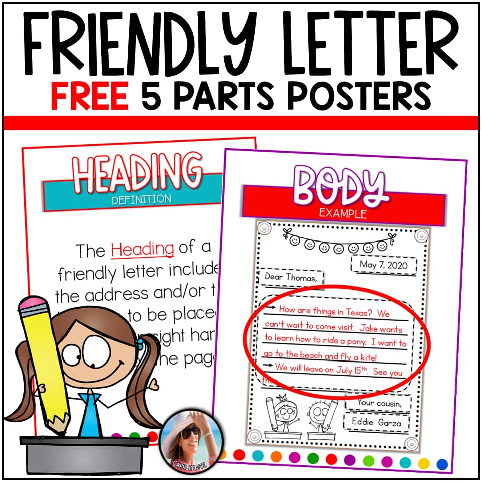 FREE 5 Parts Of A Friendly Letter Posters [Video] | Third Grade Writing