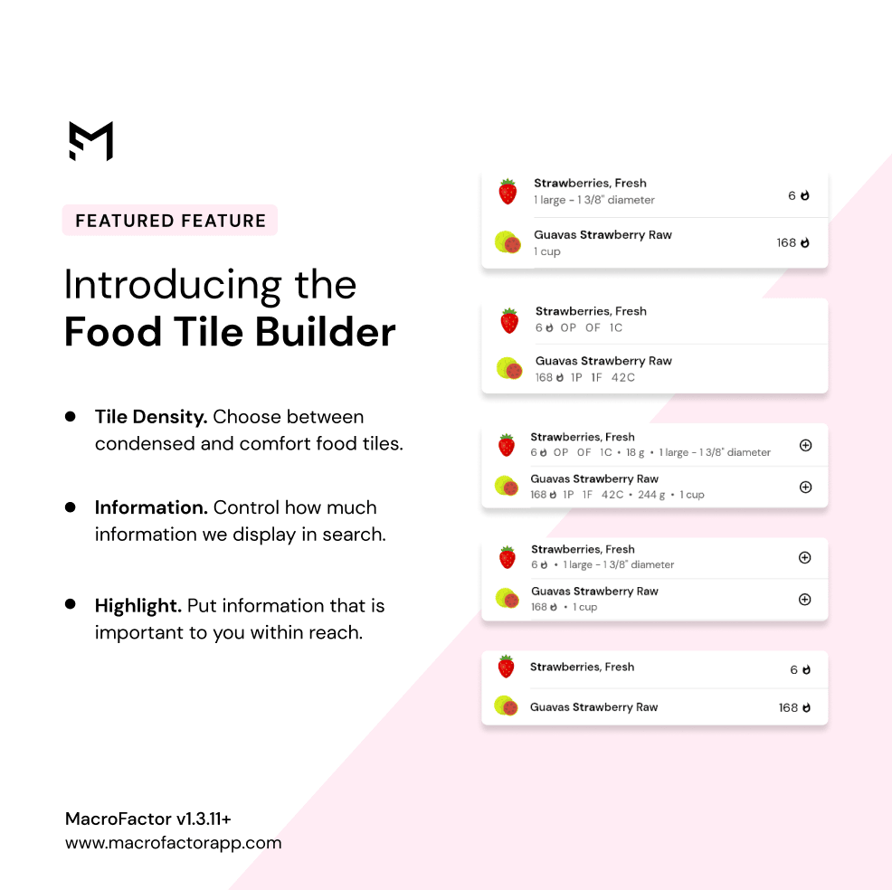macrofactor's food tile builder
