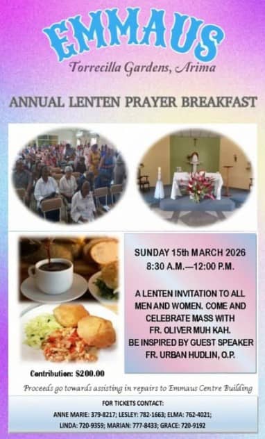 Portion of a flyer with the date of the Emmaus Prayer Breakfast