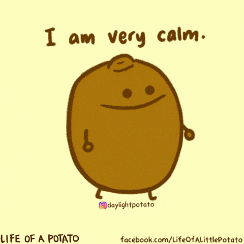 a cartoon potato with eyes, mouth and legs, opens it's mouth and screams (there is a kiwi inside)