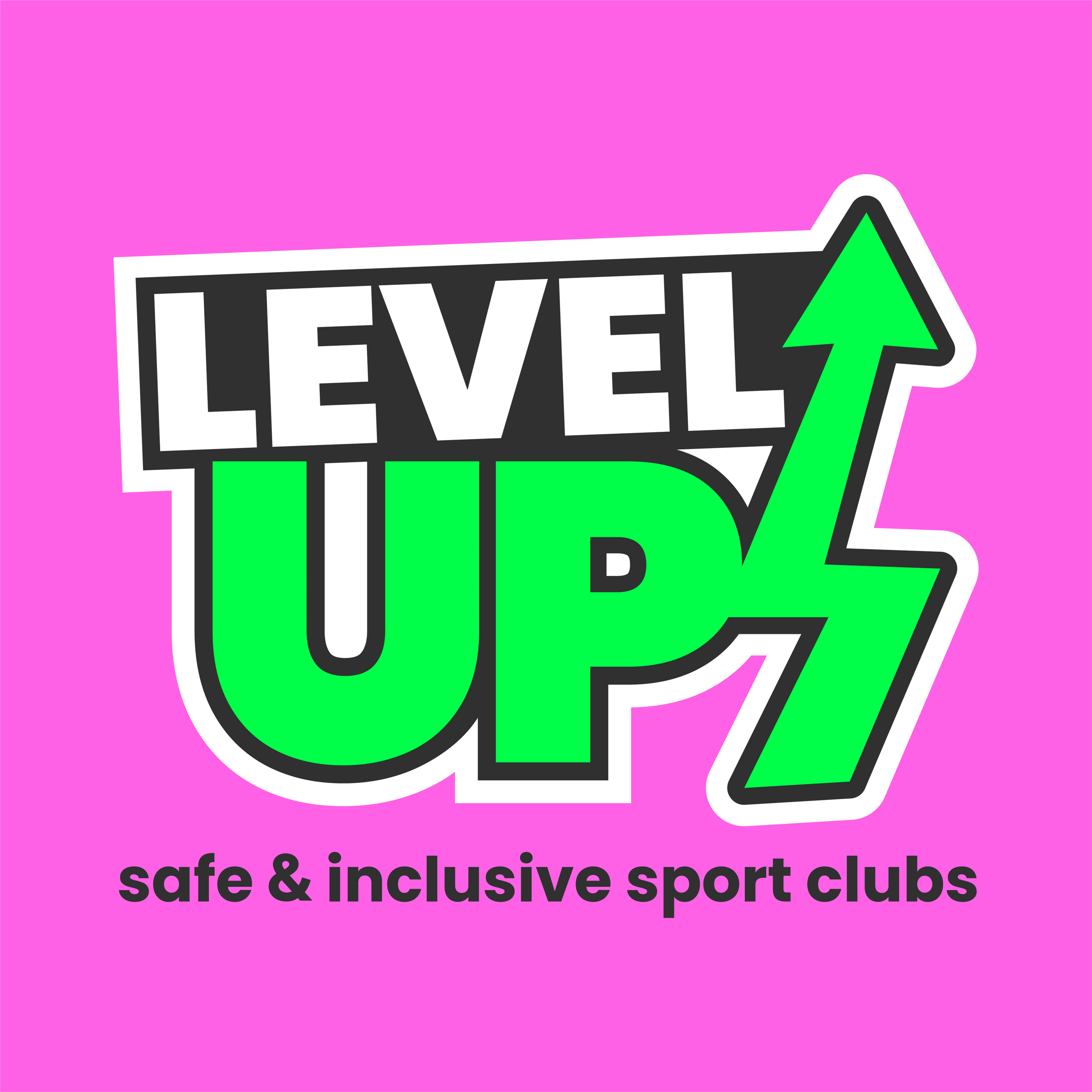 Level up logo on pink background