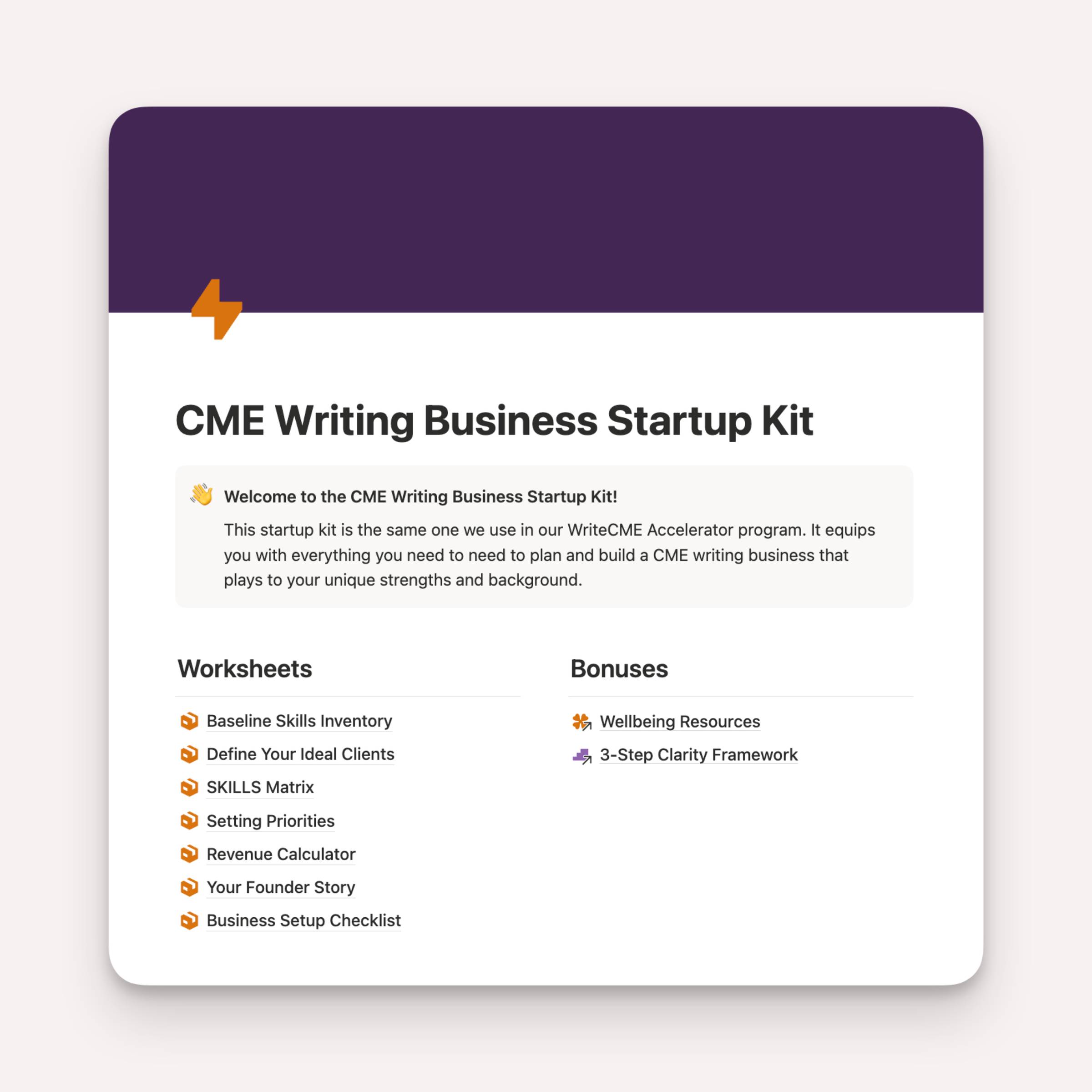📑 CME Writing Business StartUp Kit • Templates & Resources Bundle