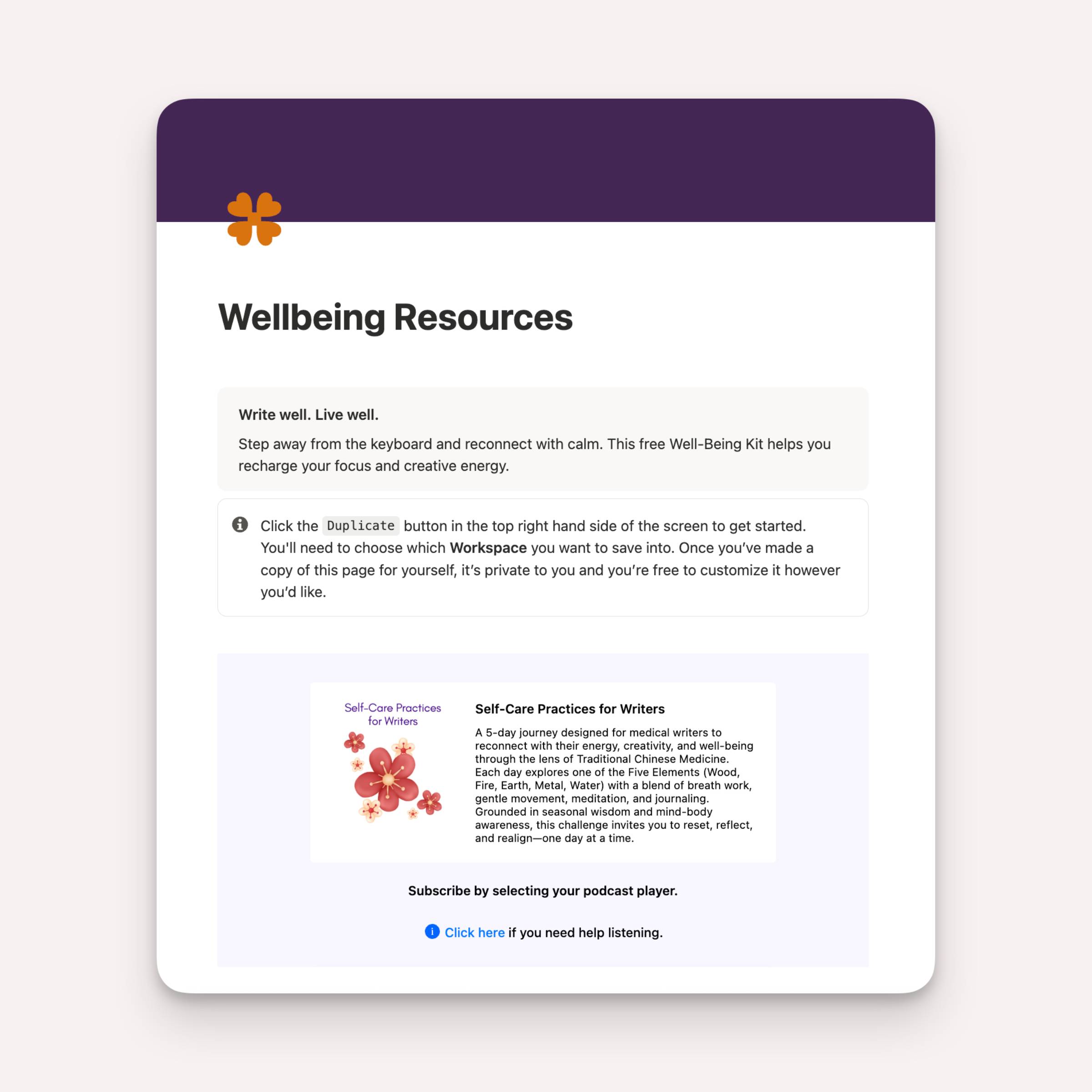 🎁 CME Writer's Well-Being Planner