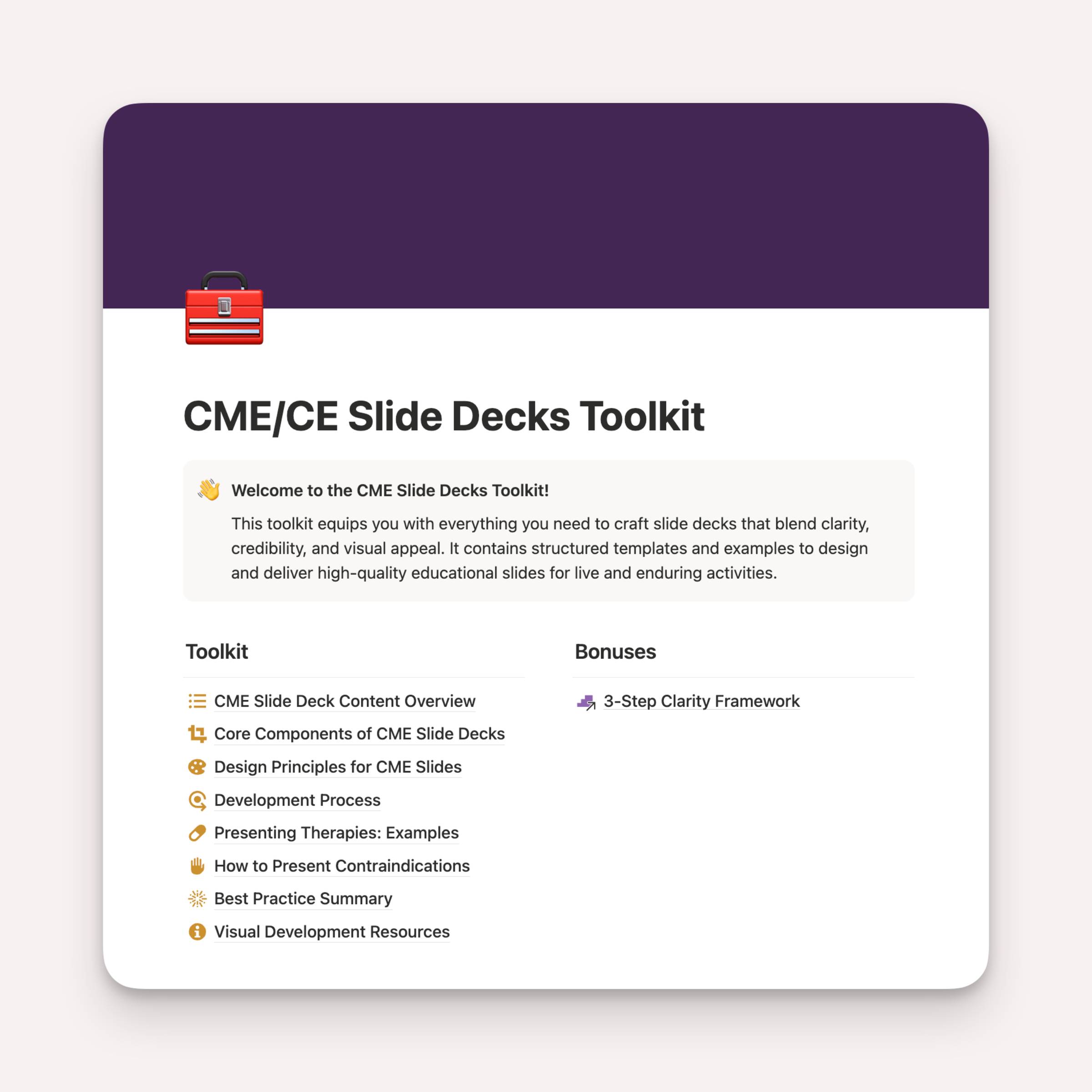 🧰 CME Slide Decks • Toolkit
