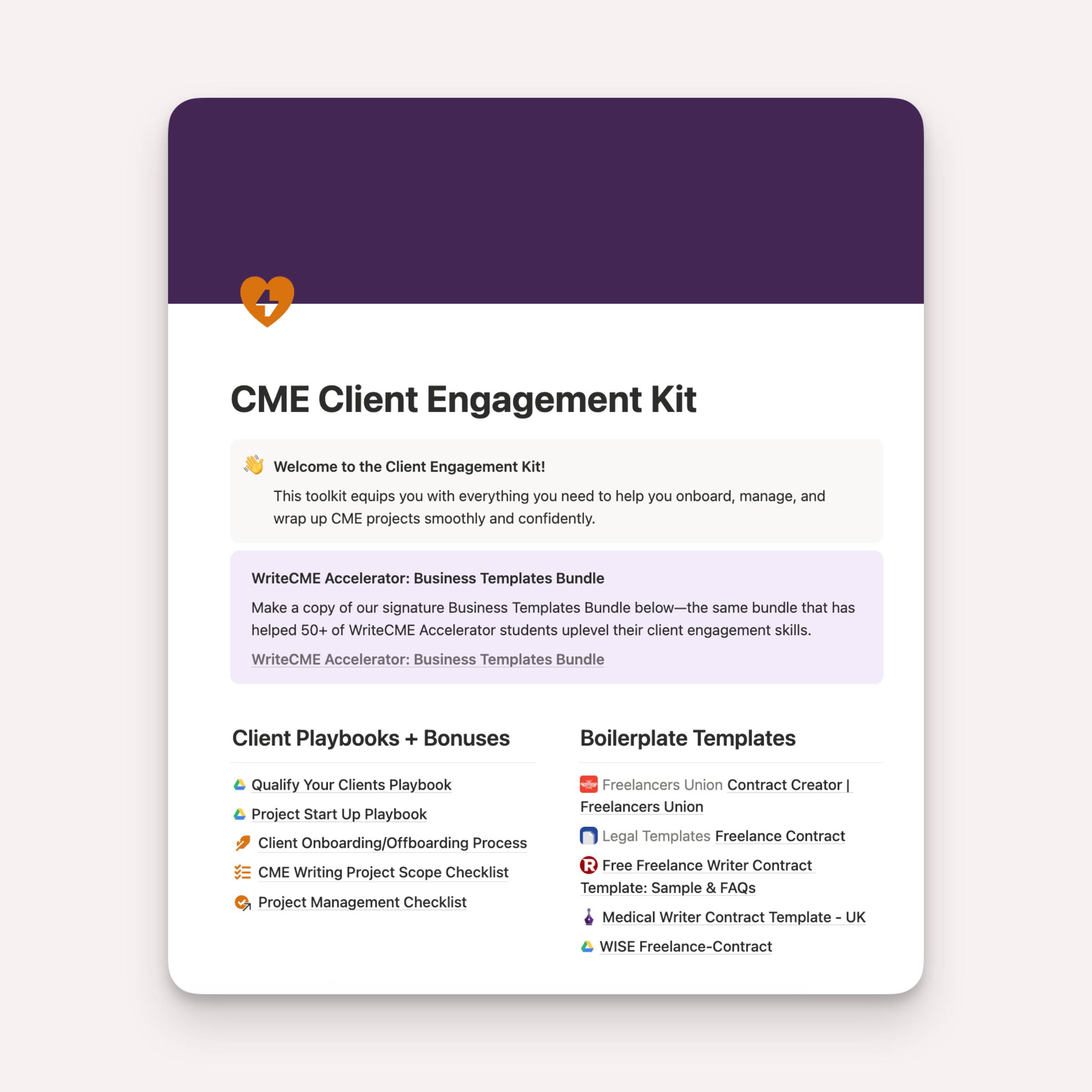 📑 CME Client Engagement Kit • Templates & Resources Bundle