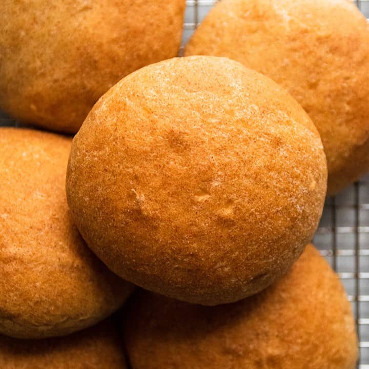 Overhead image of crusty cranberry pecan bread