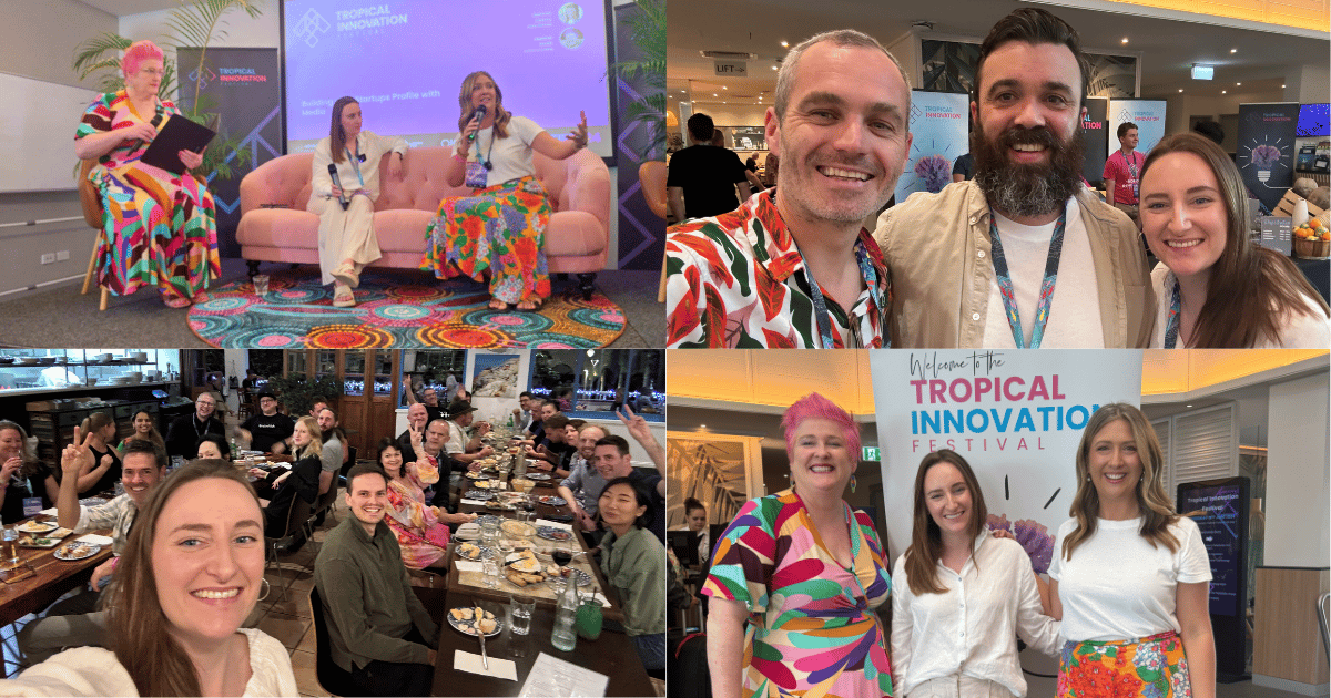 Three photos showing Gemma from Stella Startups at the Sunrise event in Sydney and a Women in Digital event in Brisbane in May.