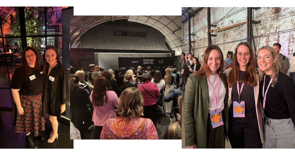 Three photos showing Gemma from Stella Startups at the Sunrise event in Sydney and a Women in Digital event in Brisbane in May.