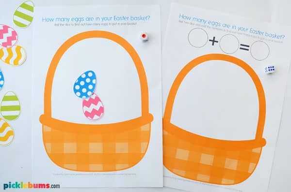 Easter basket roll and count game