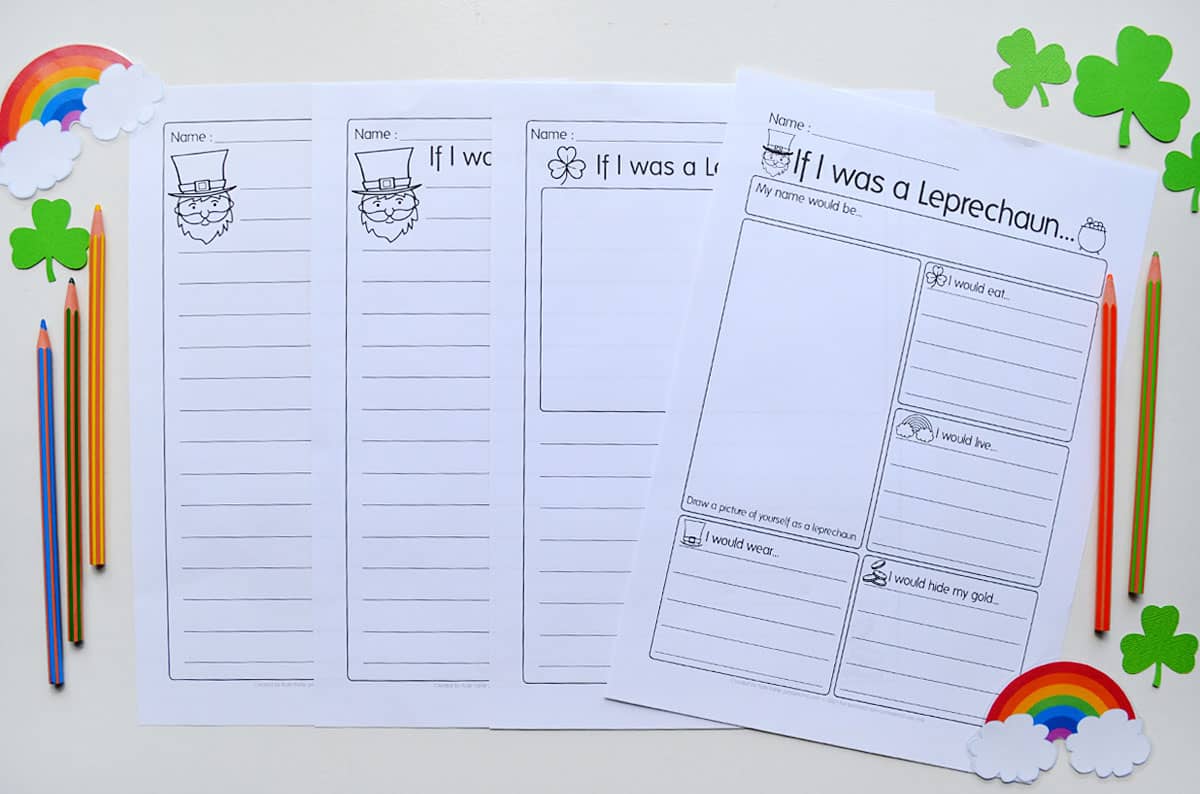 Free Printable leprechaun writing pages 